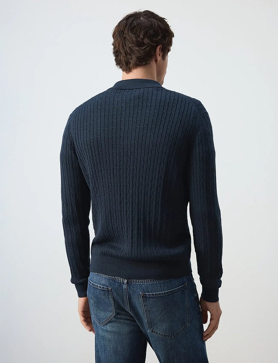 Mango - Knitted braided cardigan - långärmade stickade pikétröjor - navy - 3