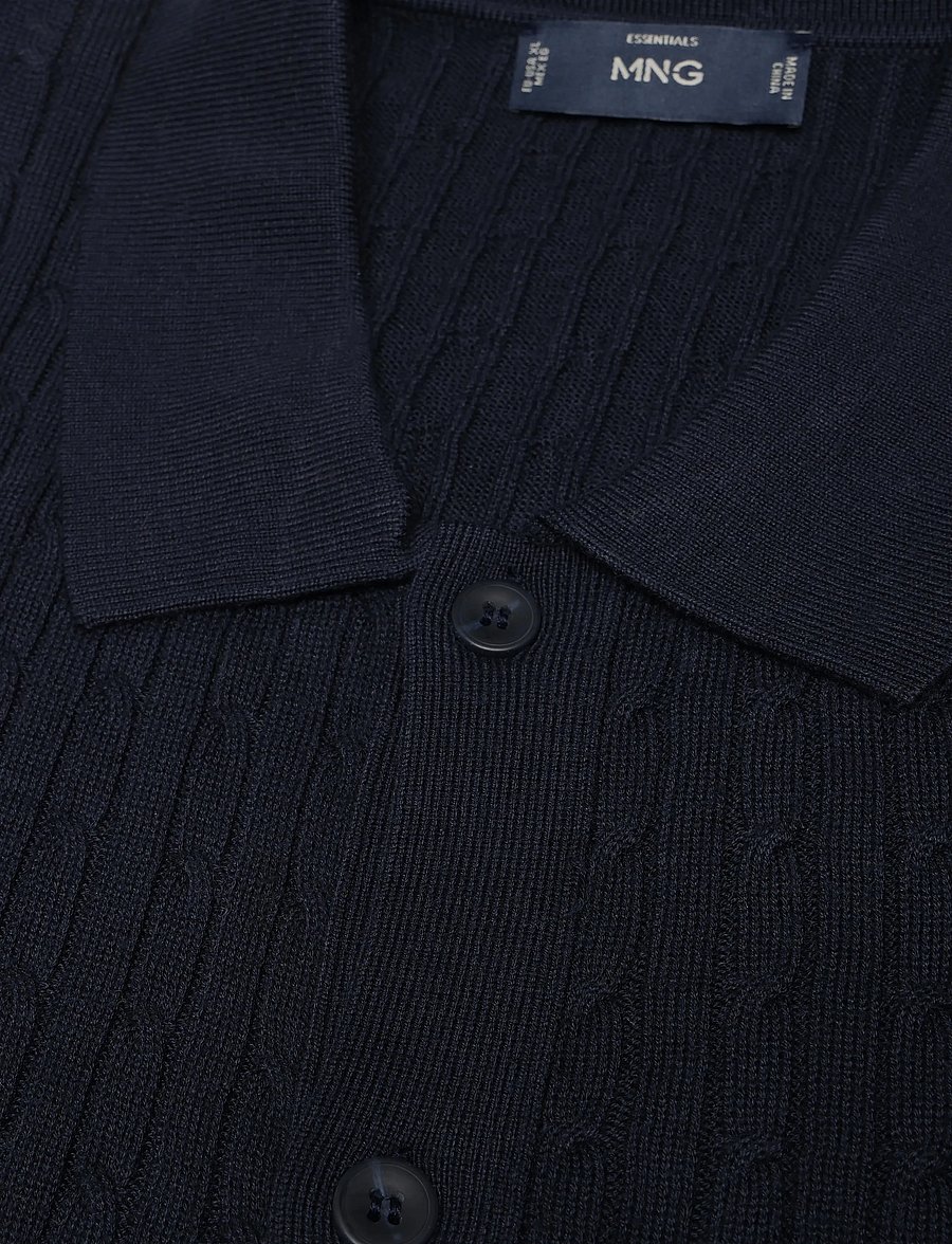 Mango - Knitted braided cardigan - långärmade stickade pikétröjor - navy - 4