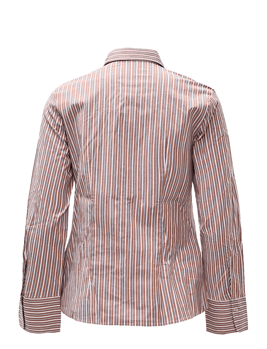 Mango - Fitted cotton shirt - langærmede skjorter - brown - 1