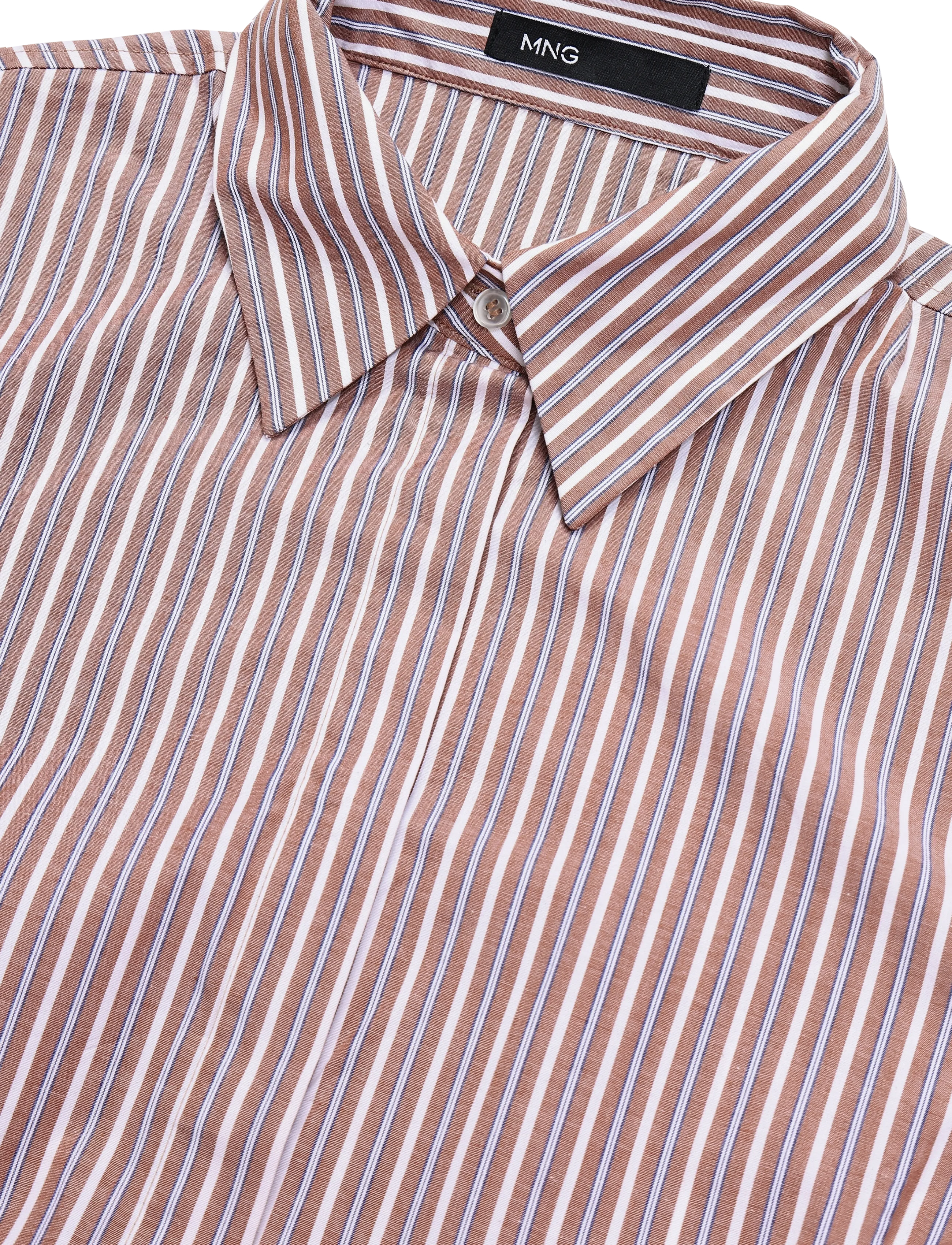 Mango - Fitted cotton shirt - langærmede skjorter - brown - 2