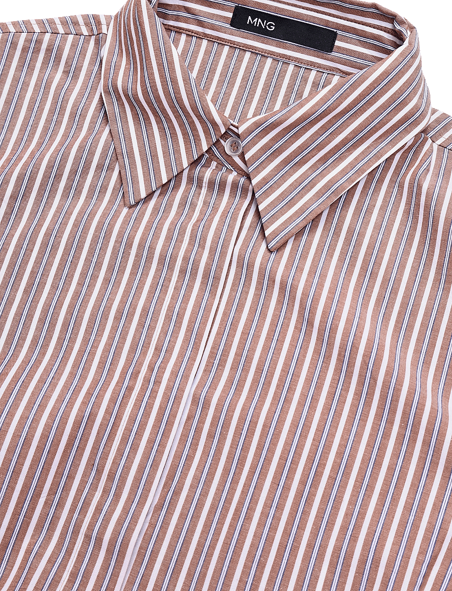 Mango - Fitted cotton shirt - langærmede skjorter - brown - 2