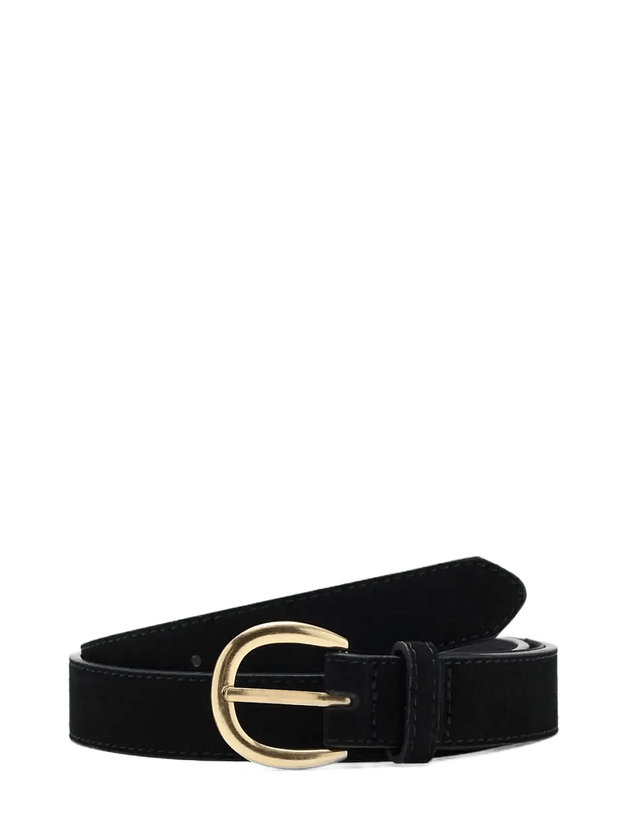Mango - Suede leather belt - læderbælter - black - 0