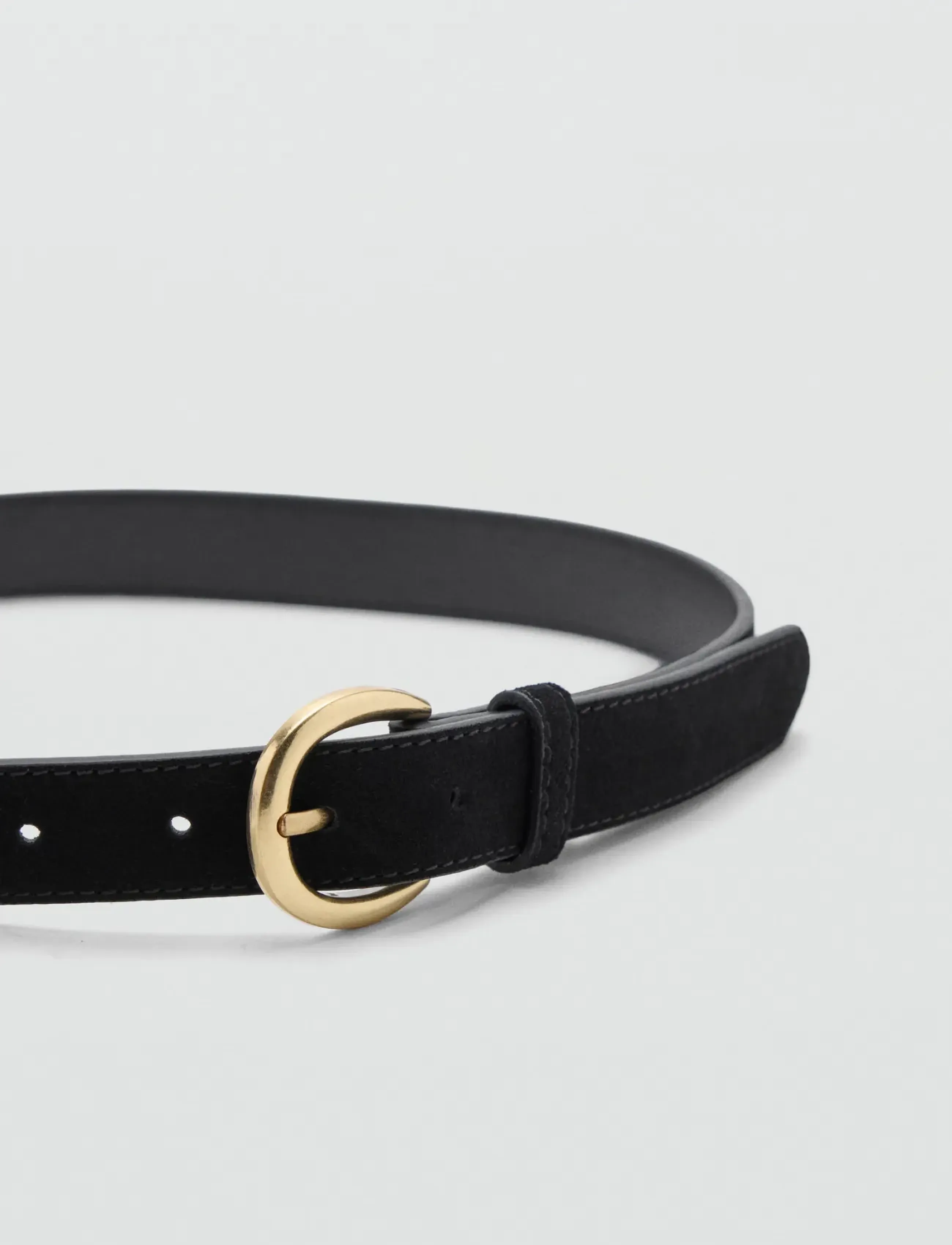 Mango - Suede leather belt - læderbælter - black - 1