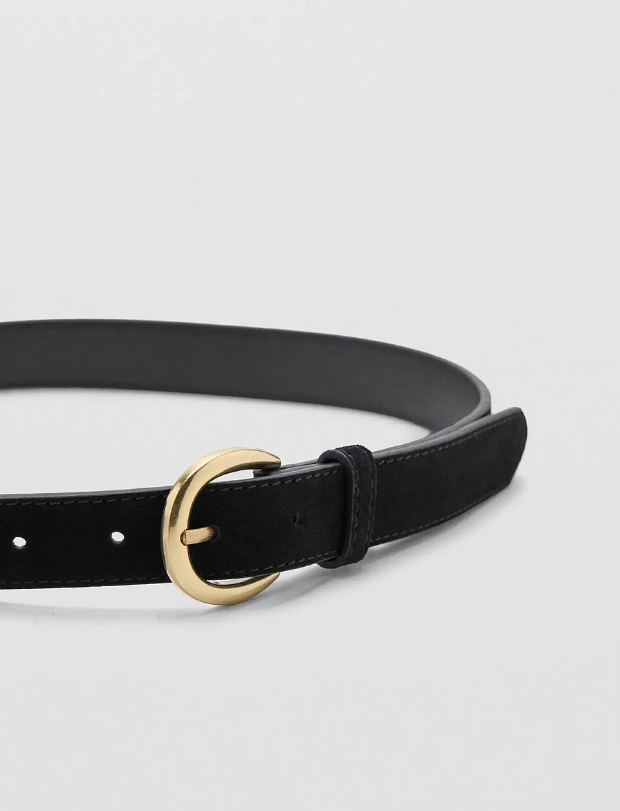 Mango - Suede leather belt - læderbælter - black - 1