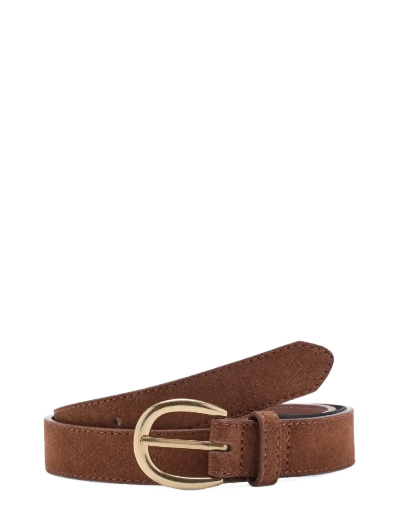 Mango Suede leather belt - Sæsonens farver - BROWN / brown