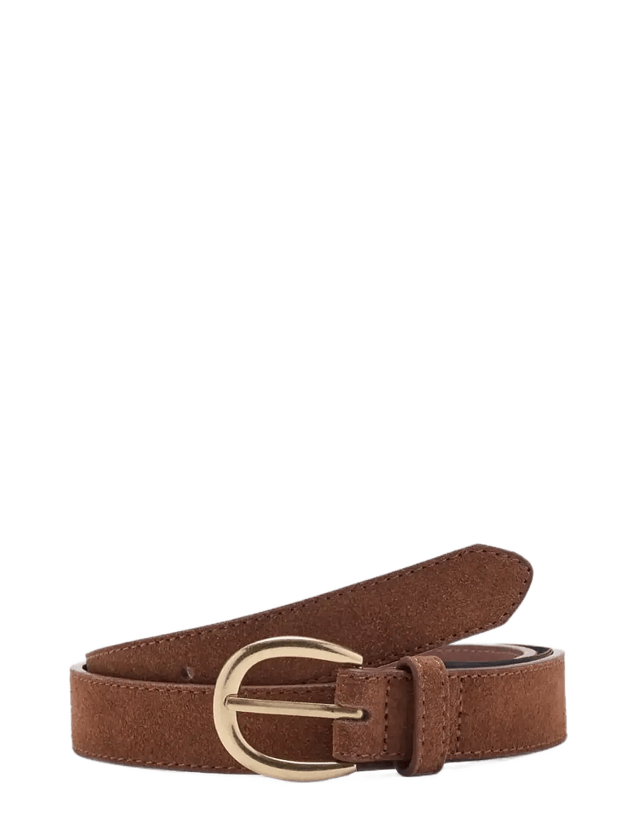 Mango - Suede leather belt - læderbælter - brown - 0