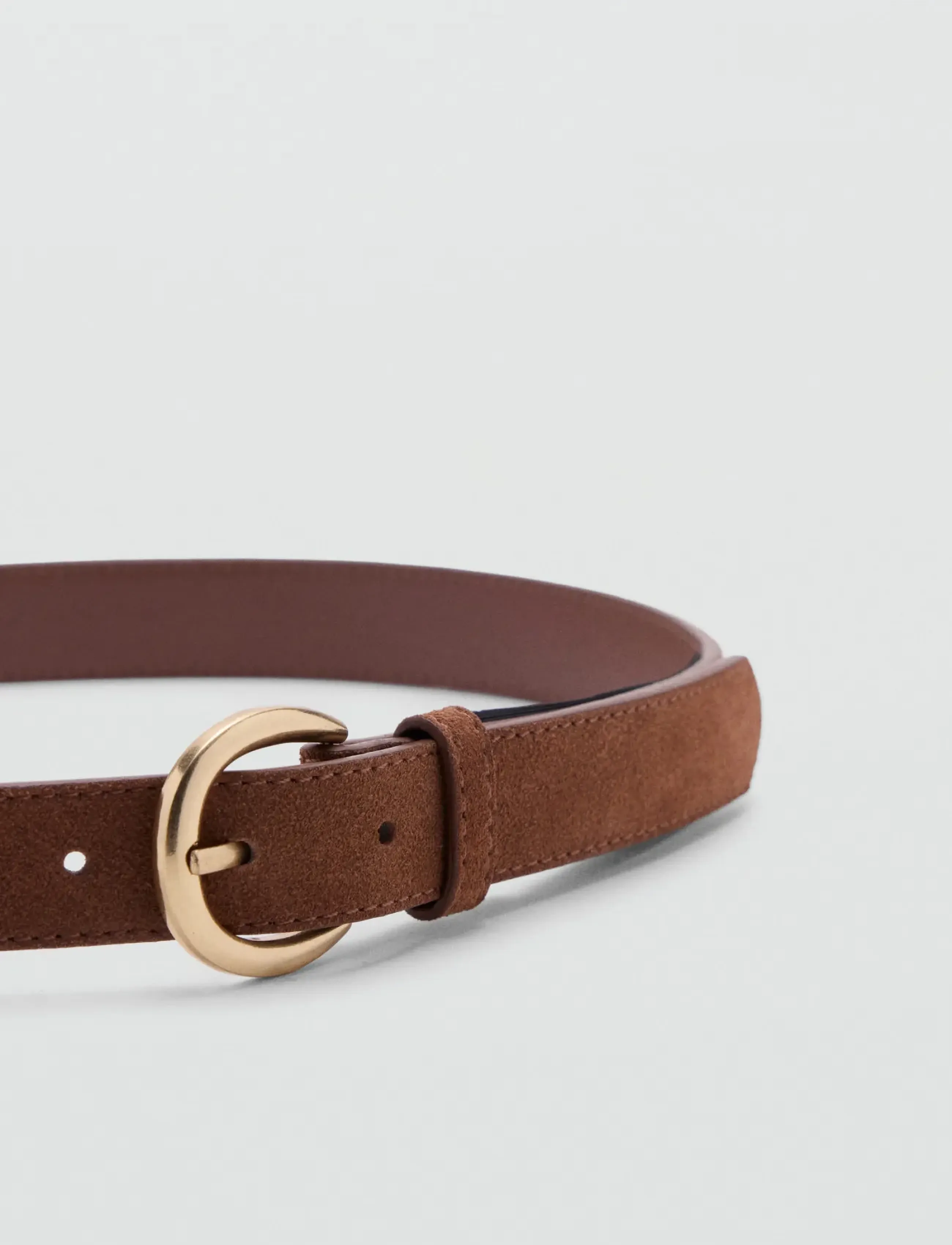 Mango - Suede leather belt - læderbælter - brown - 1