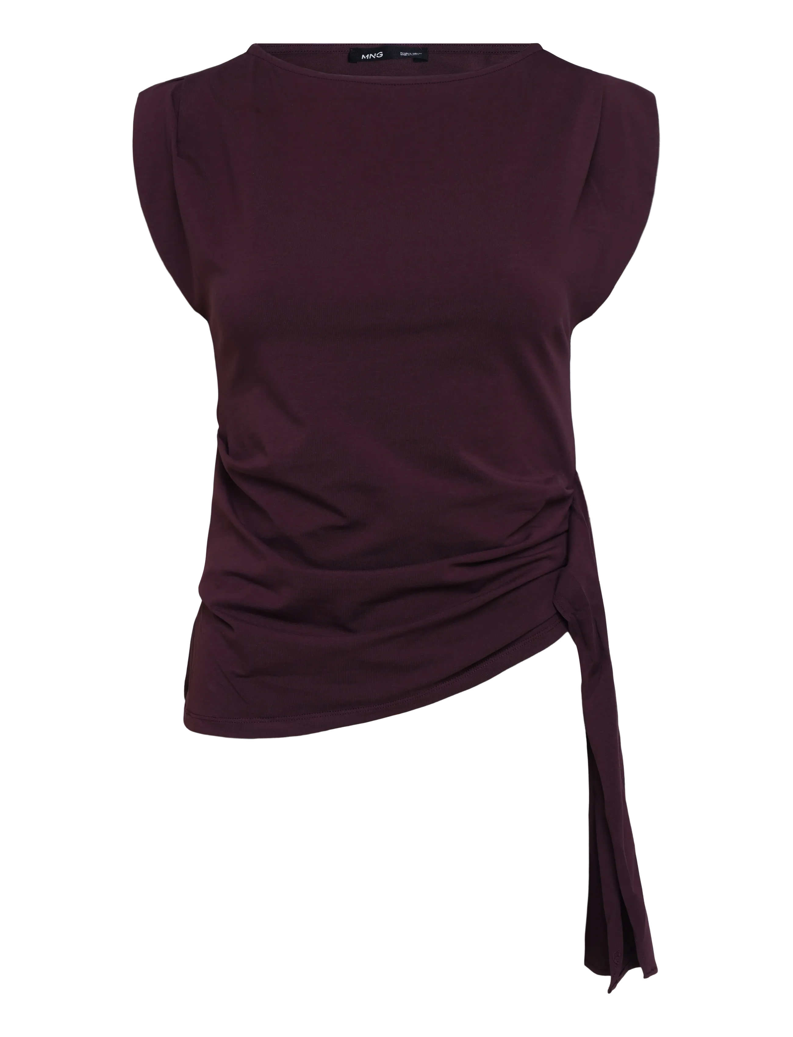 Mango Asymmetrical laced top - Kläder - DARK RED / burgundy
