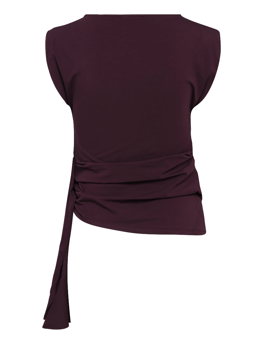 Mango - Asymmetrical laced top - linnen - dark red - 2