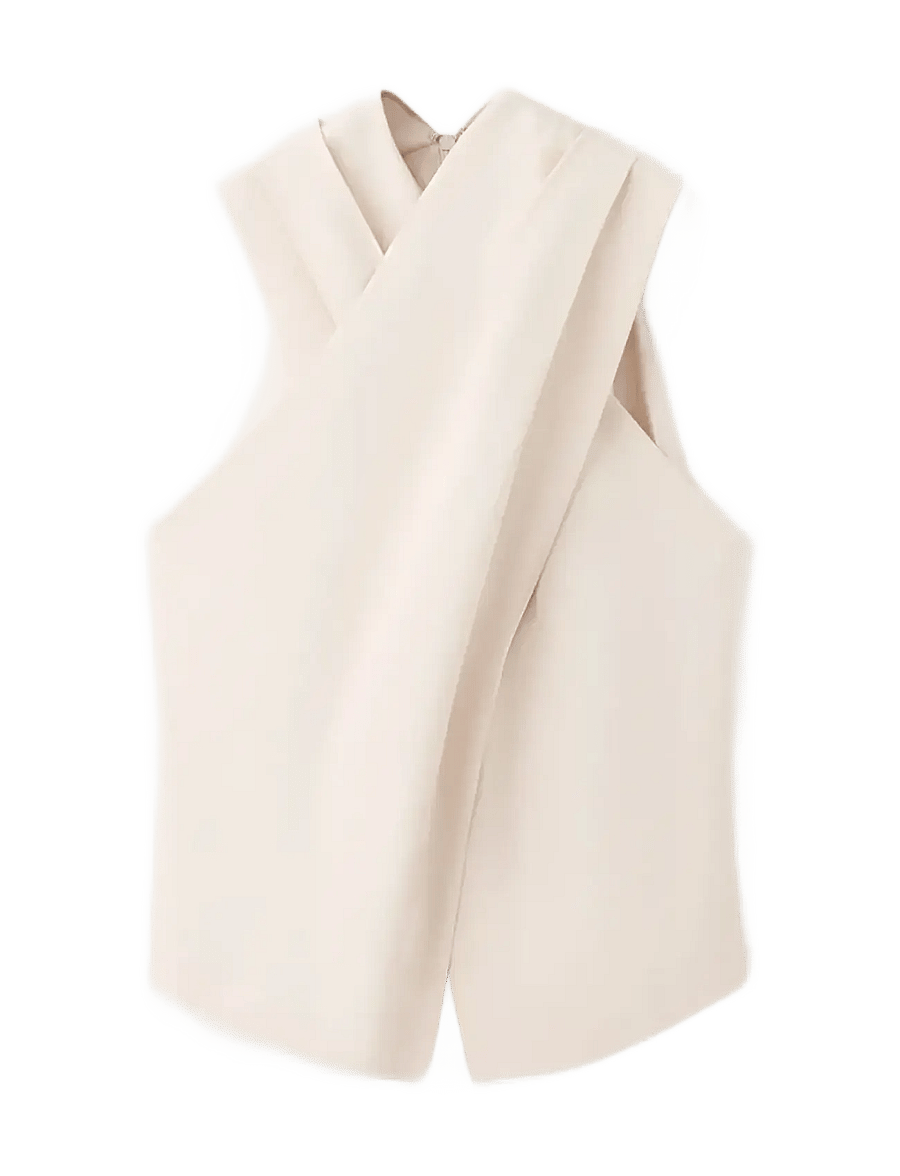 Mango - Wrap-over top with opening - Ärmlösa blusar - light beige - 1