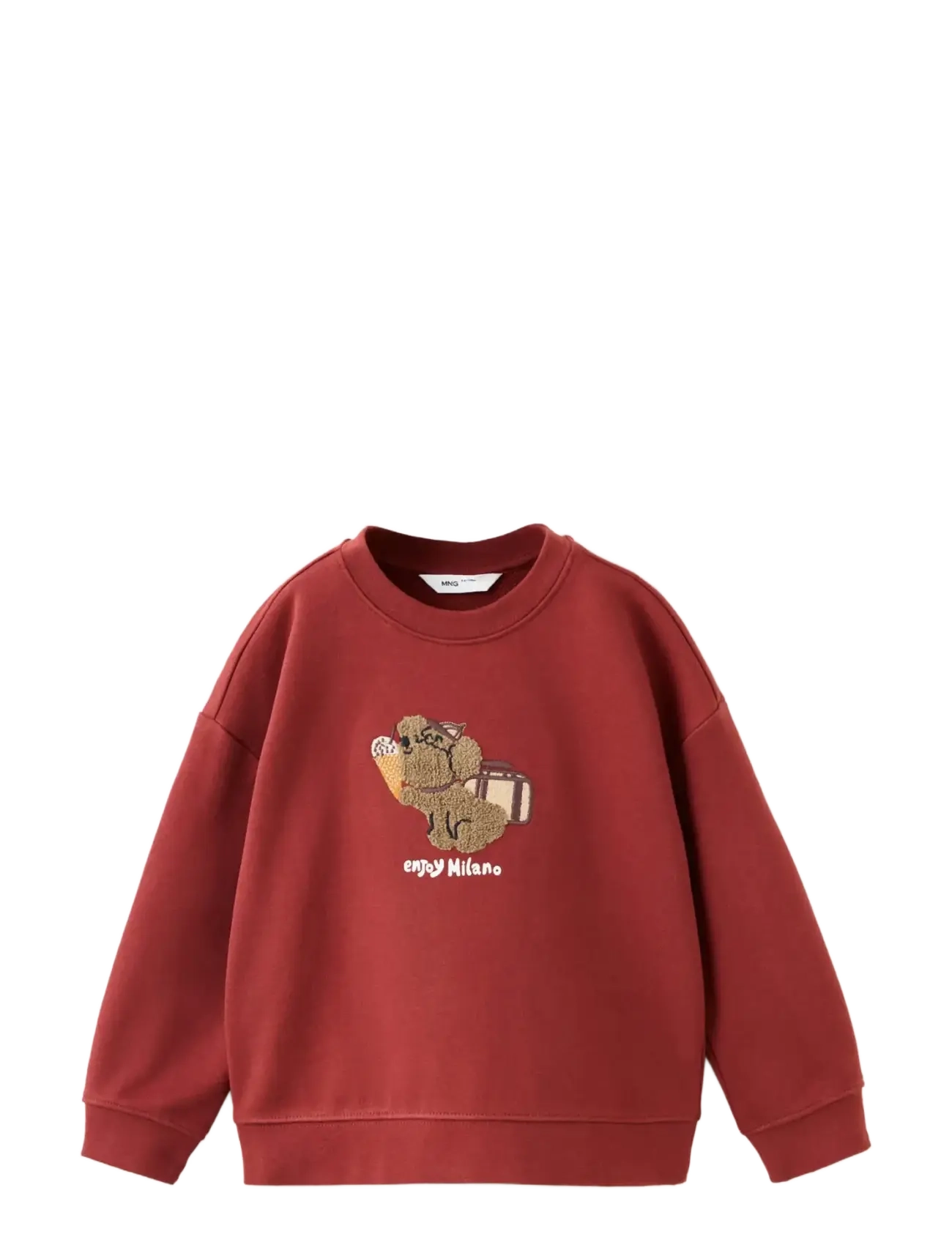 Mango - Oversized sweatshirt with embossed pattern - dark red - 1