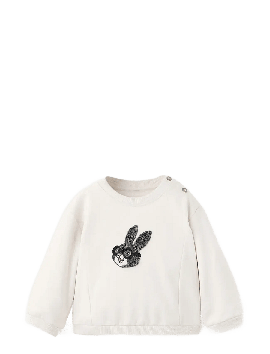 Mango - Cotton sweatshirt with textured print - sweatshirts - light beige - 0