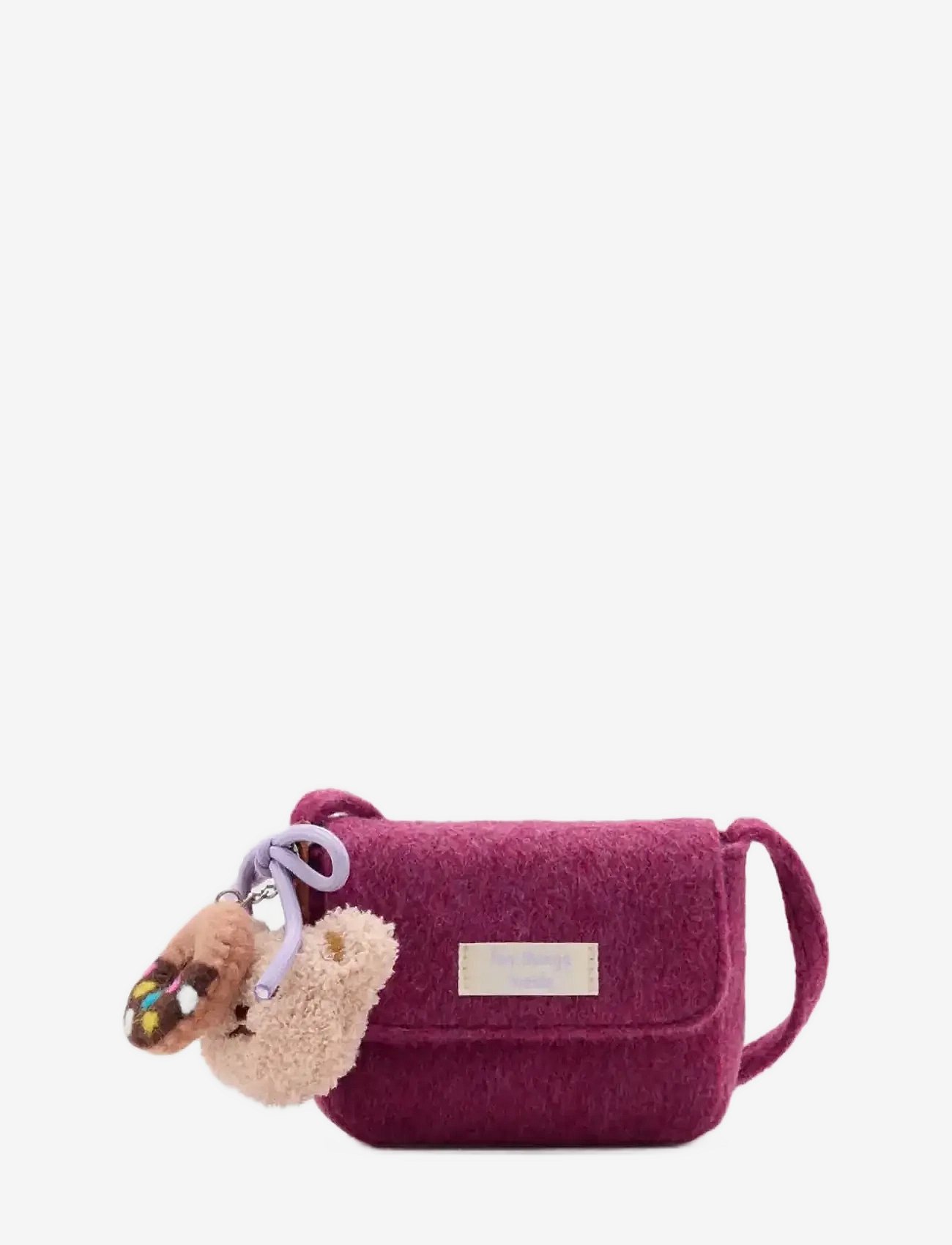Mango Faux Fur Crossbody Bag With Hanging Teddy Charm - Purple - ONE SIZE