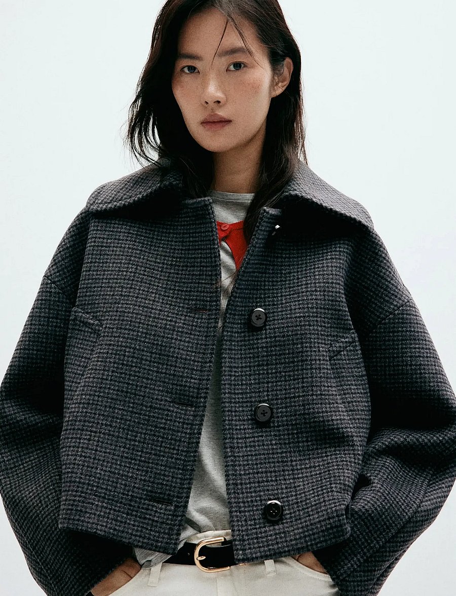 Mango - Houndstooth wool jacket - ulljackor - navy - 0