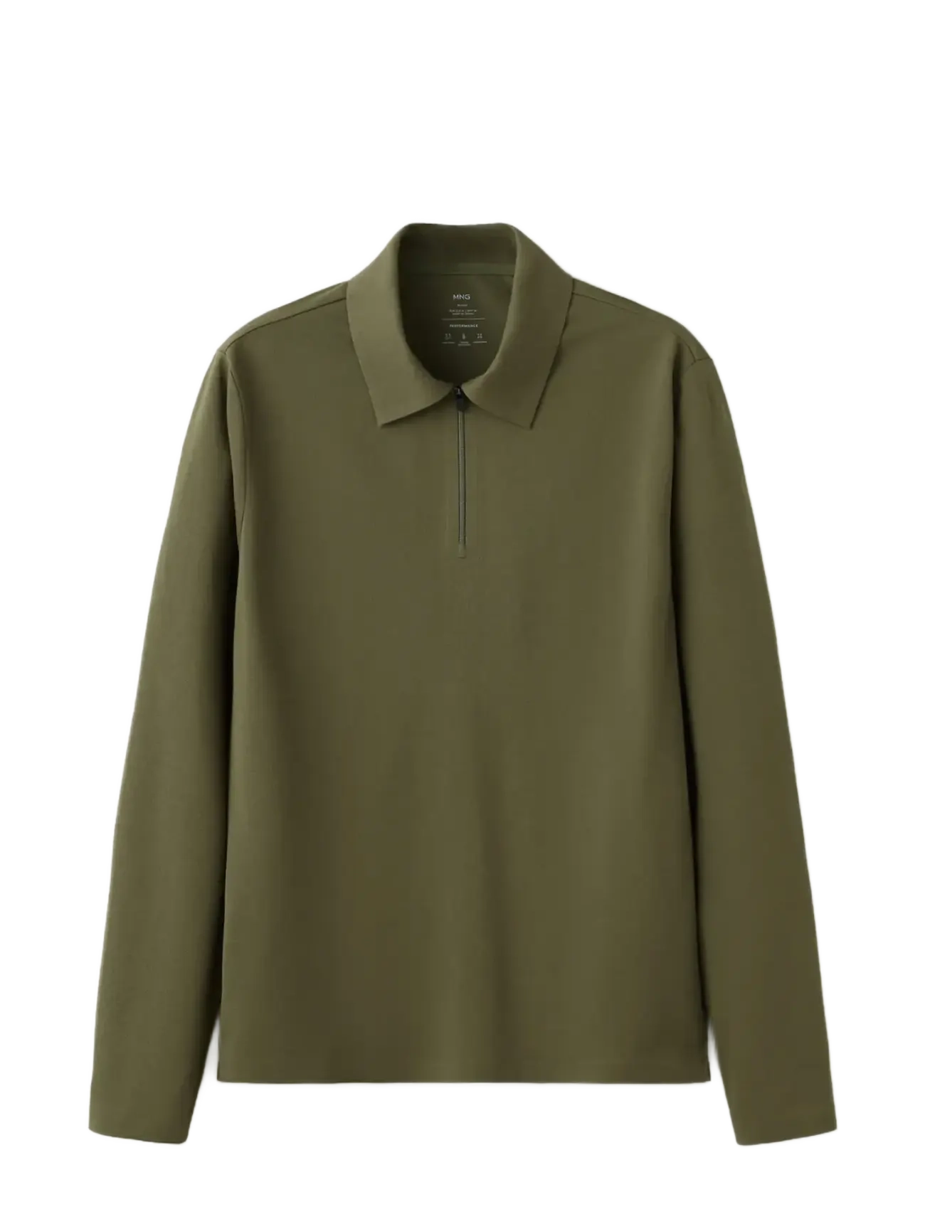 Mango Regular fit zip polo with Thermolite® - Tøj - BEIGE - KHAKI / khaki/green