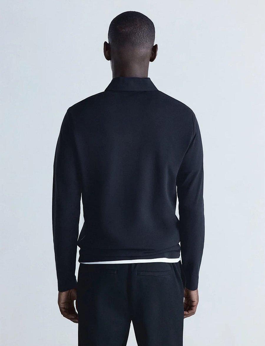 Mango - Regular fit zip polo with Thermolite® - poloer i strik med lange ærmer - navy - 2