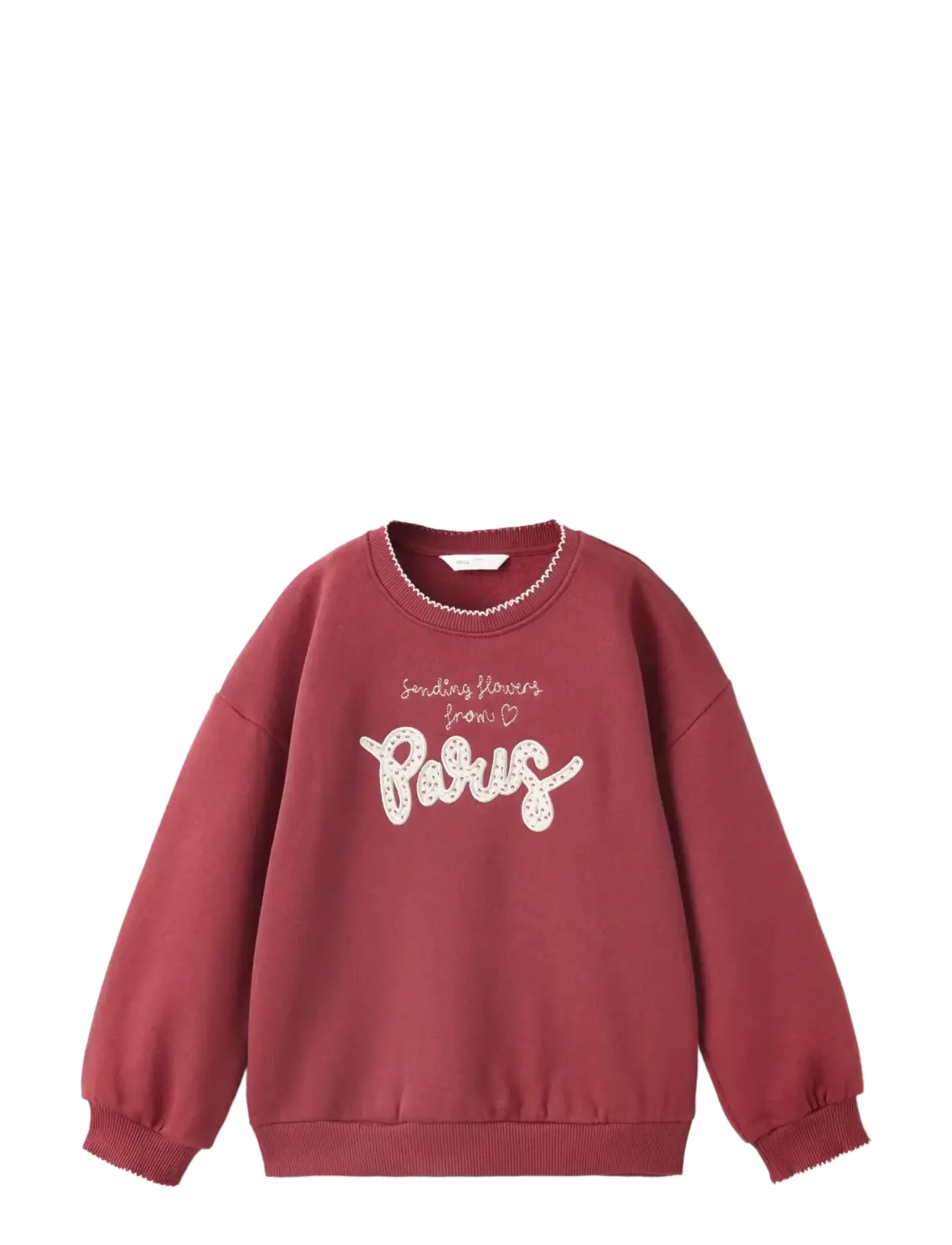 Mango - Sweatshirt with embroidered detail - shop efter alder - dark red - 1