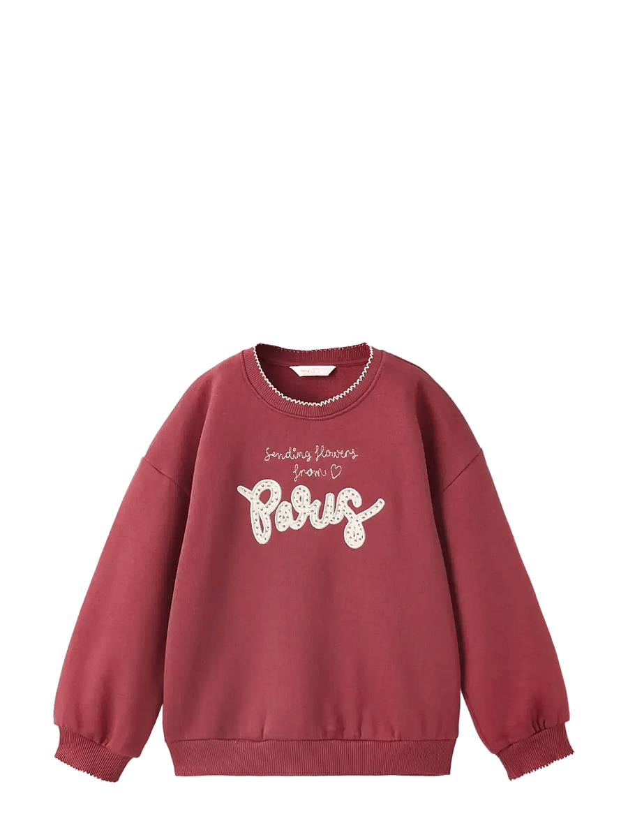 Mango - Sweatshirt with embroidered detail - shop efter alder - dark red - 1