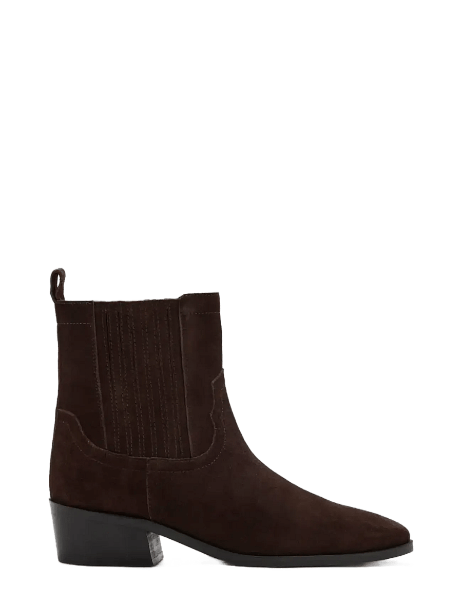 Mango - Suede leather ankle boots - stövlar & kängor - dark brown - 0