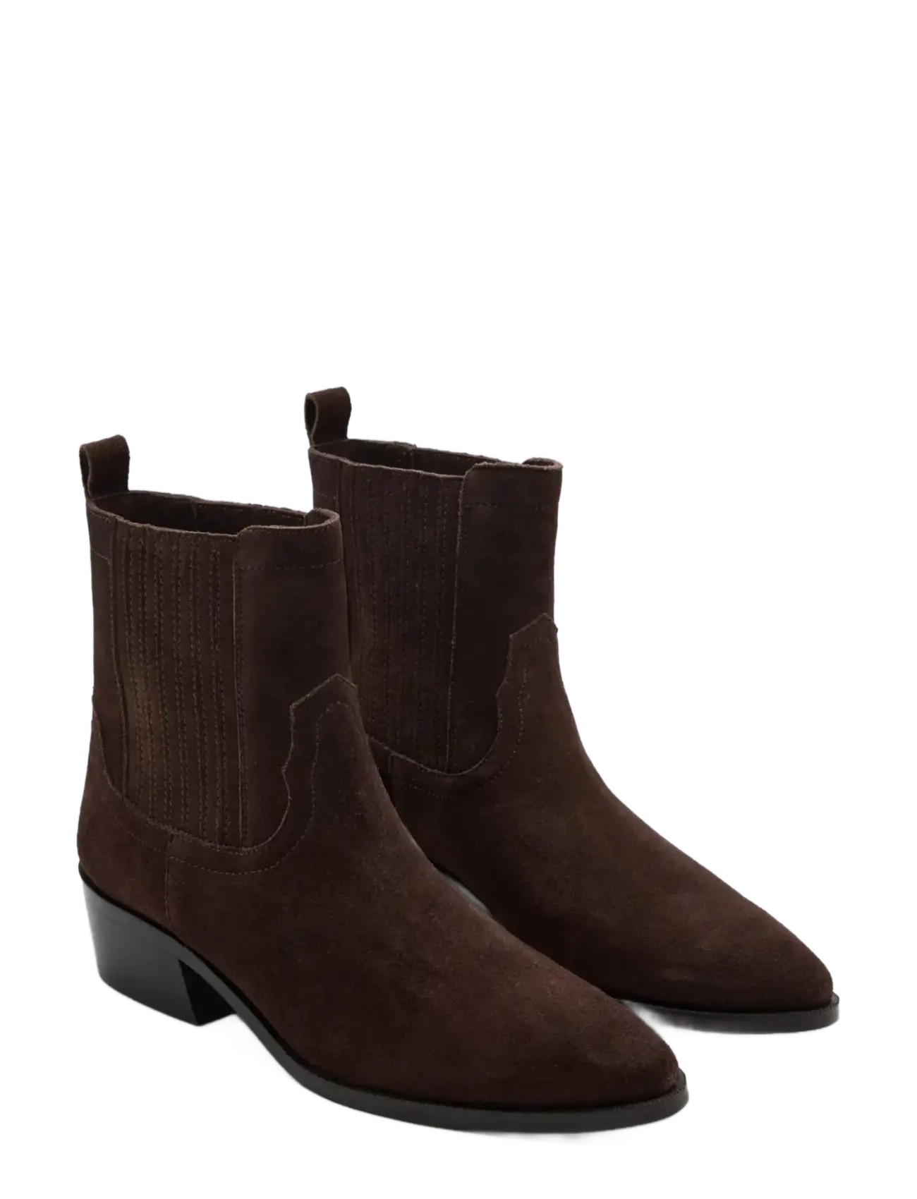 Mango - Suede leather ankle boots - stövlar & kängor - dark brown - 1