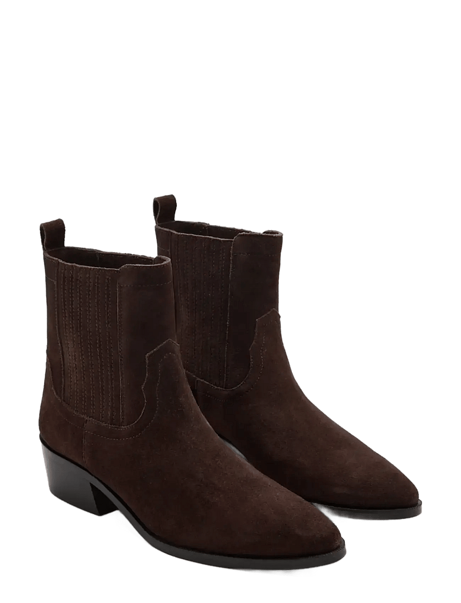 Mango - Suede leather ankle boots - stövlar & kängor - dark brown - 1