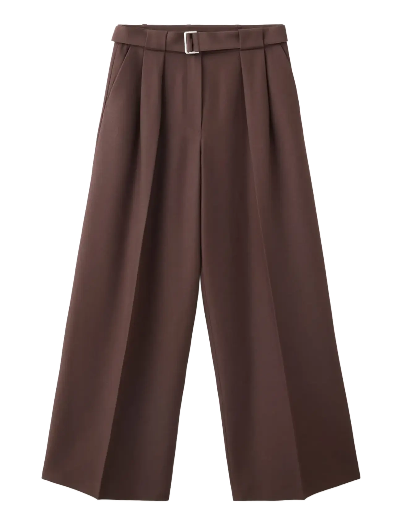 Mango Wide leg trousers with belt - Kläder - BROWN / brown