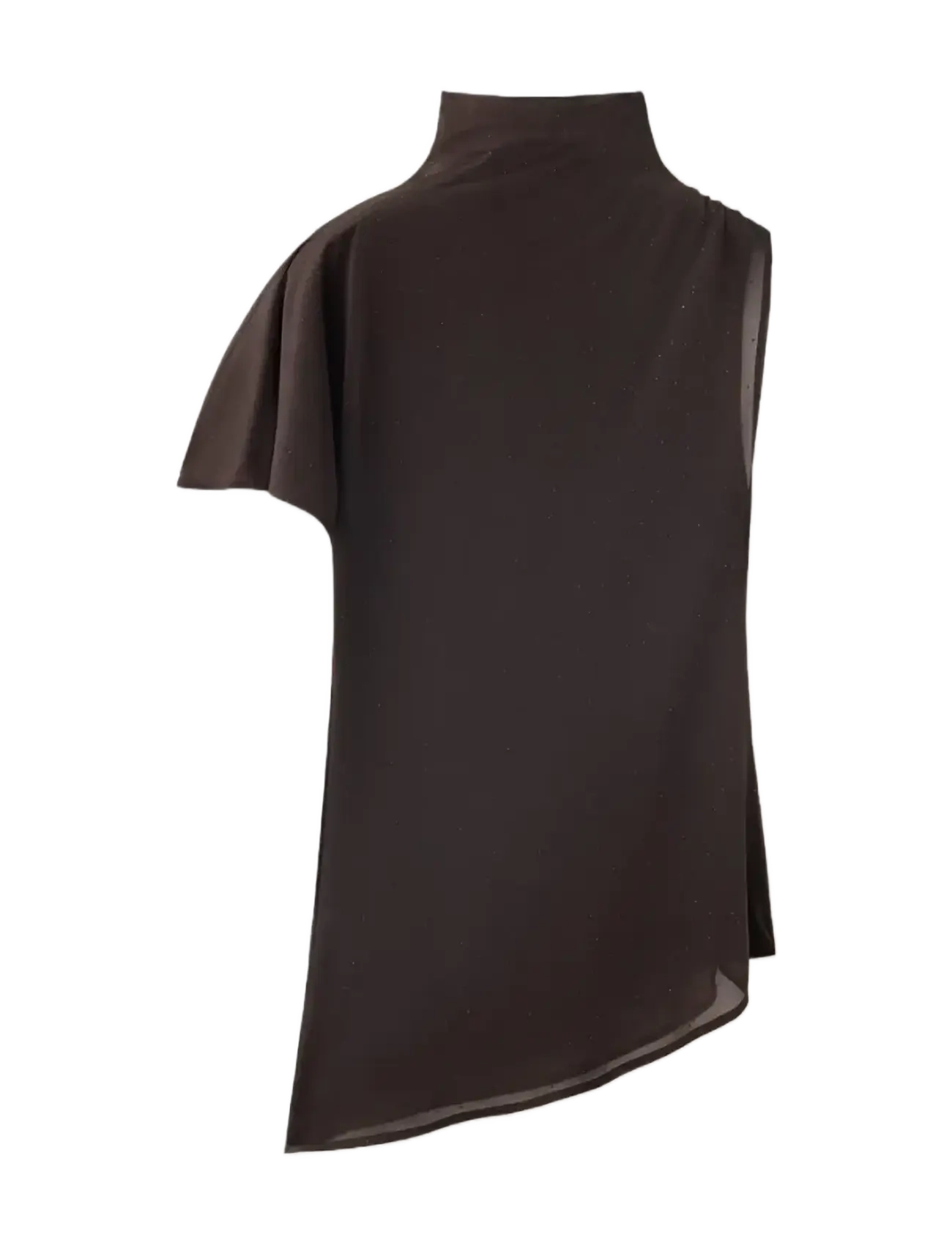 Mango - Asymmetrical top with rhinestones - kortärmade blusar - dark brown - 1