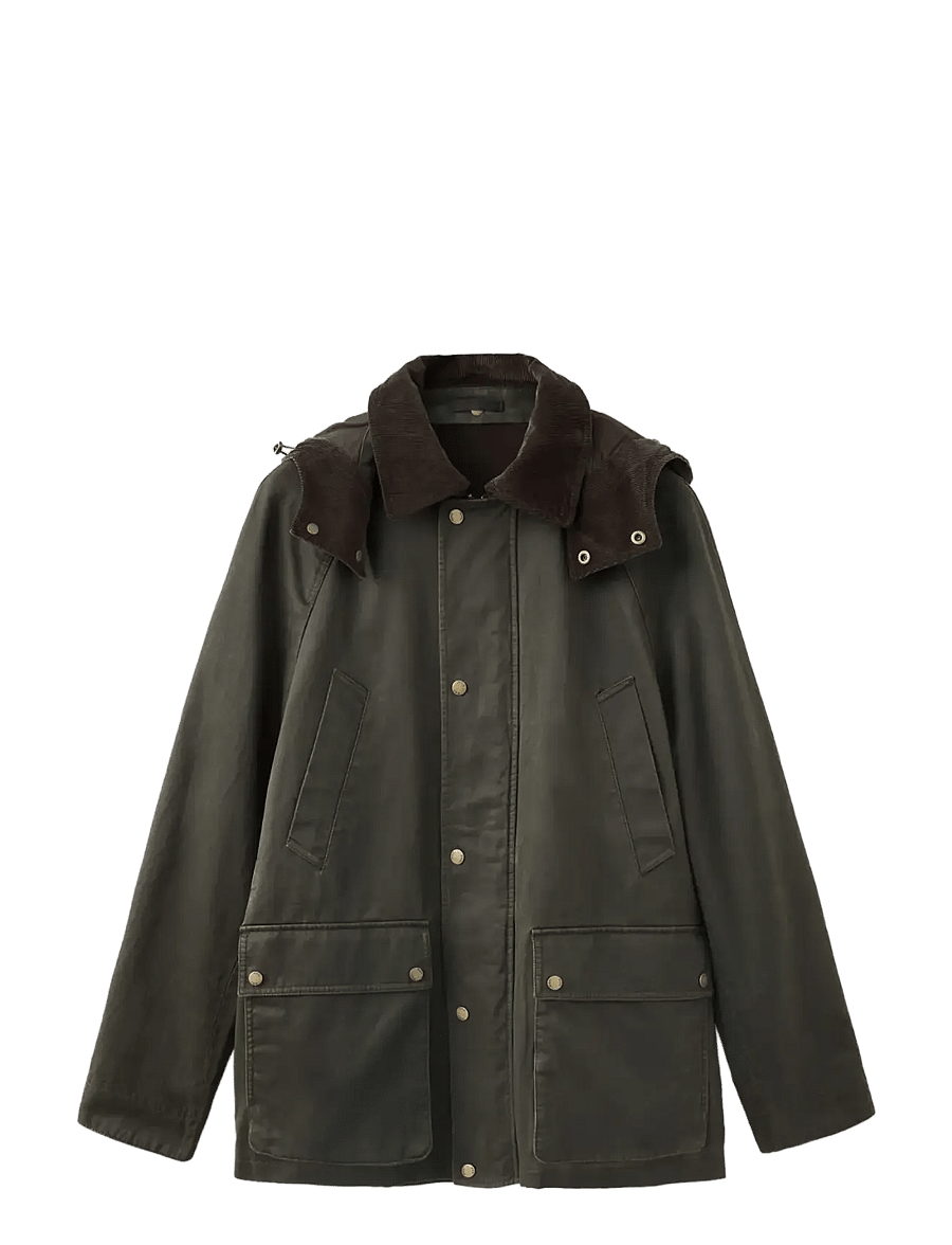 Mango - Waxed parka with detachable hood - vinterjackor - dark green - 0