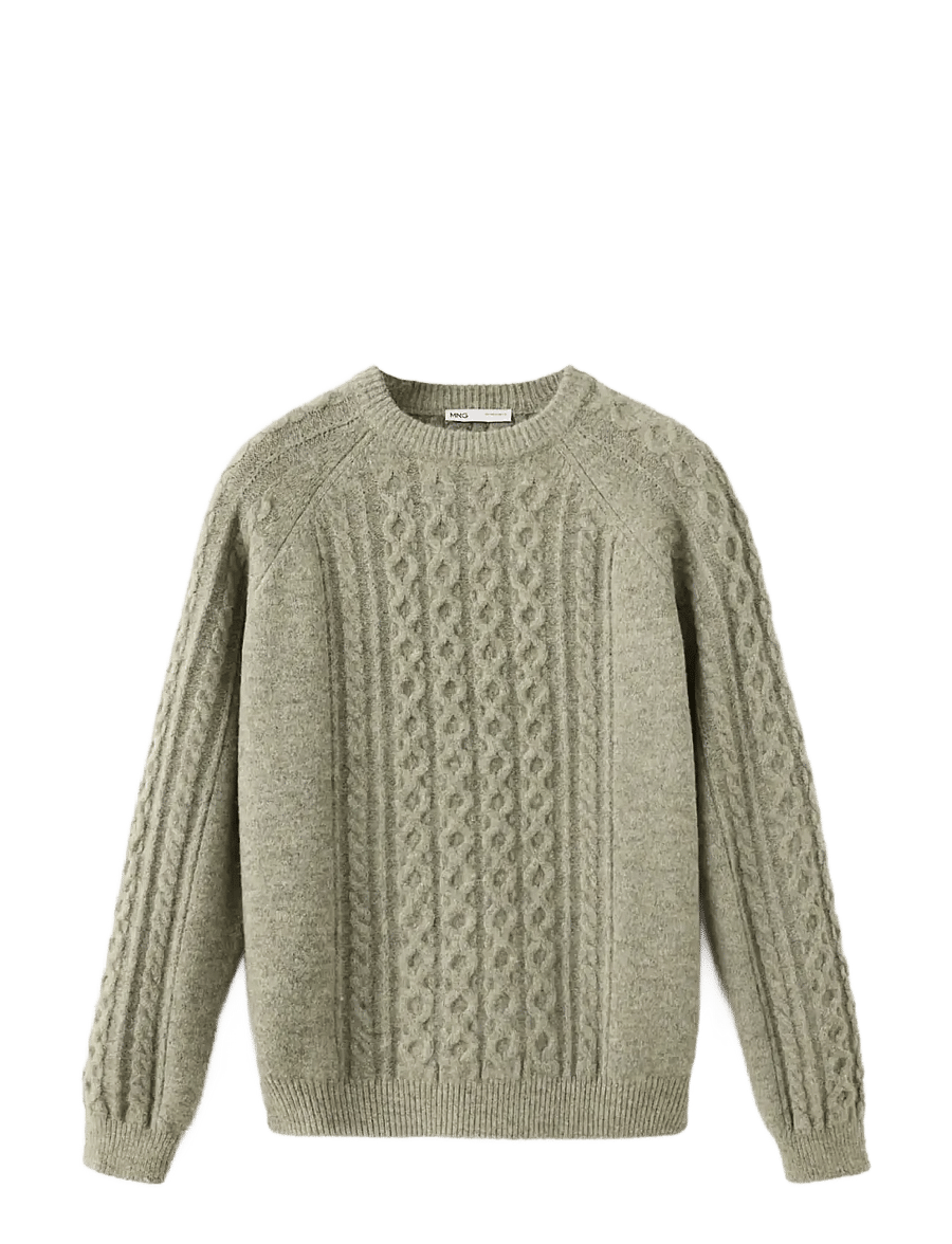 Mango - Braided knitted sweater - rund hals - dark green - 0