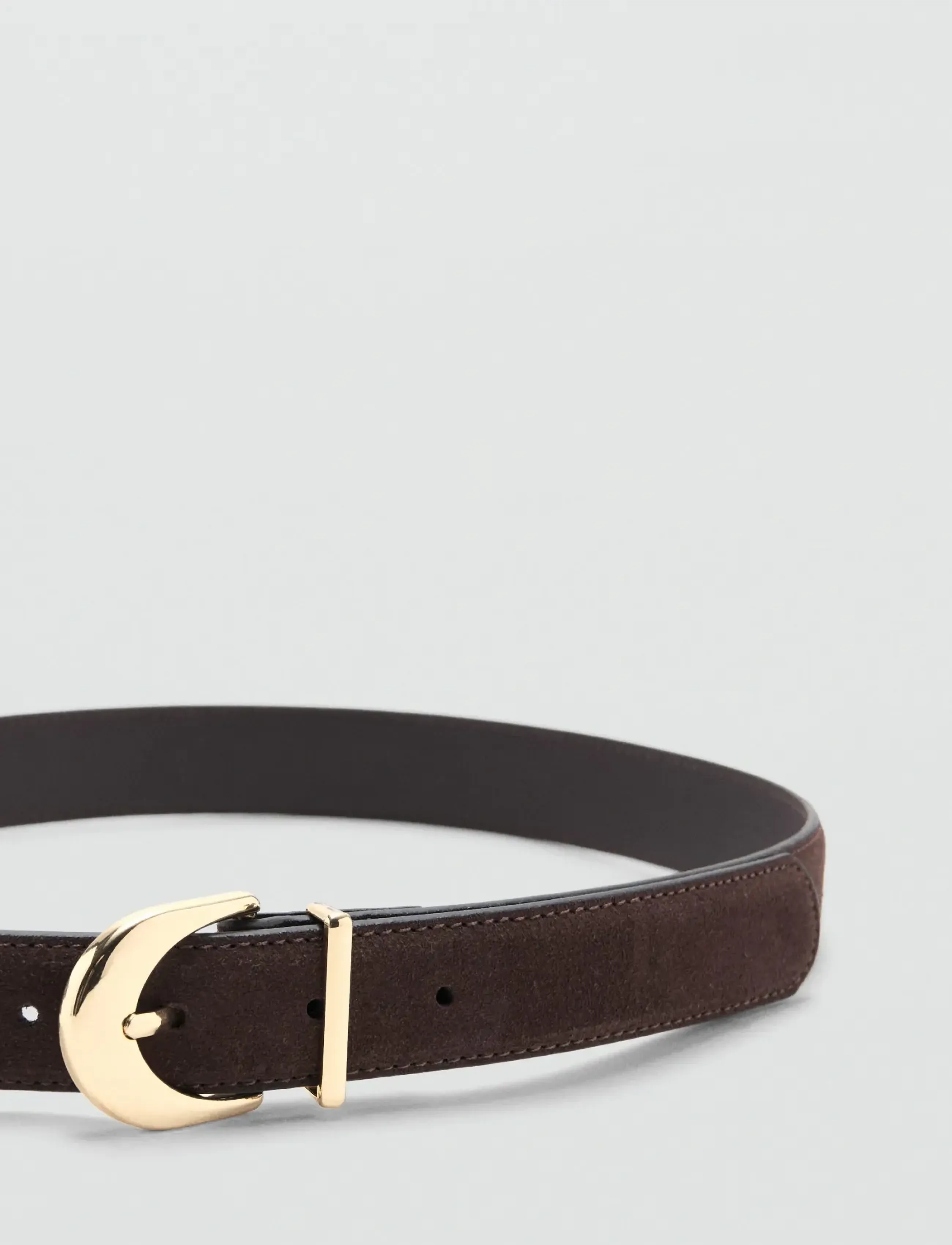 Mango - Oval buckle belt - läderskärp - dark brown - 1