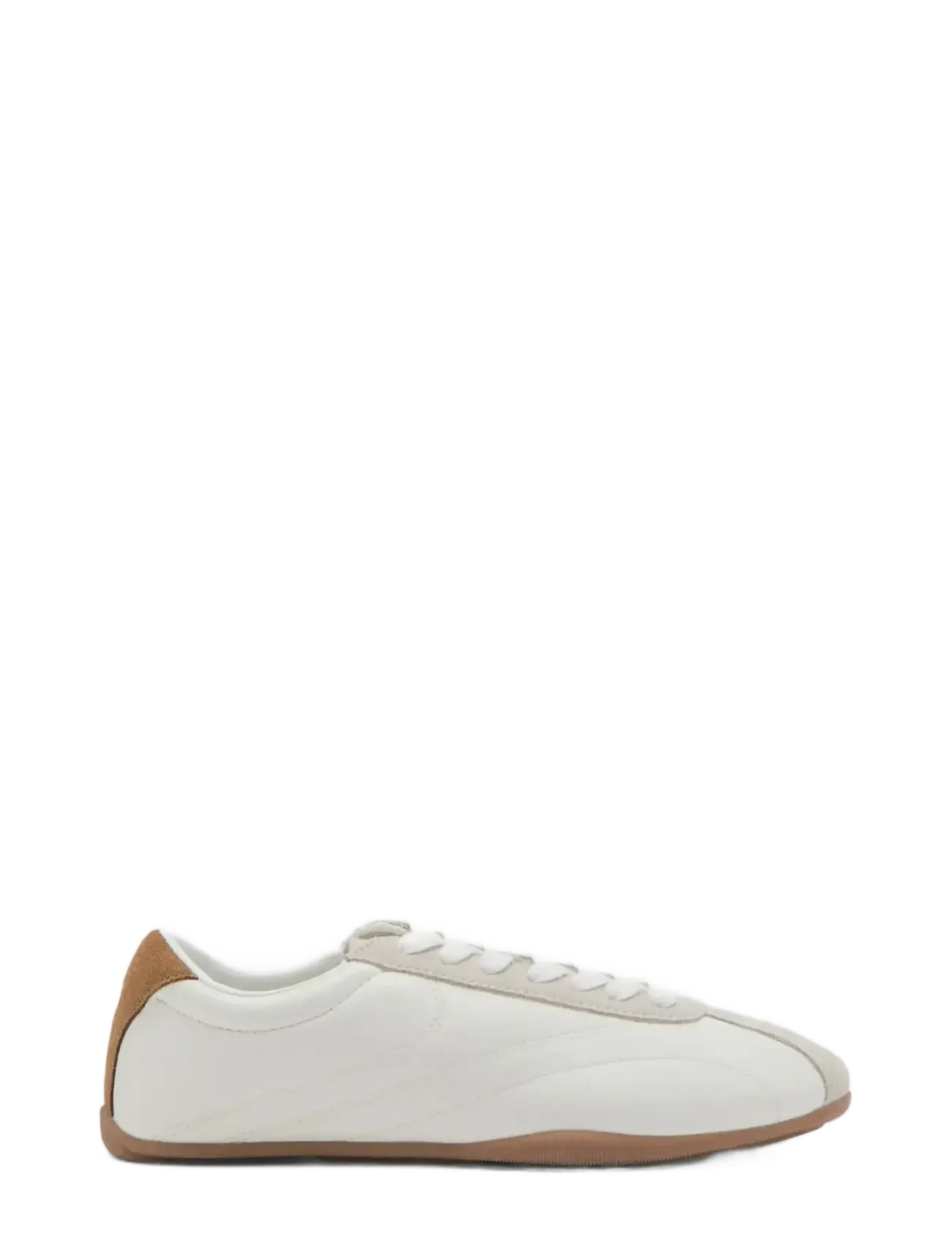 Mango Contrasting Panel Leather Sneakers, 35, Sport Weiß - Low Top Frauen