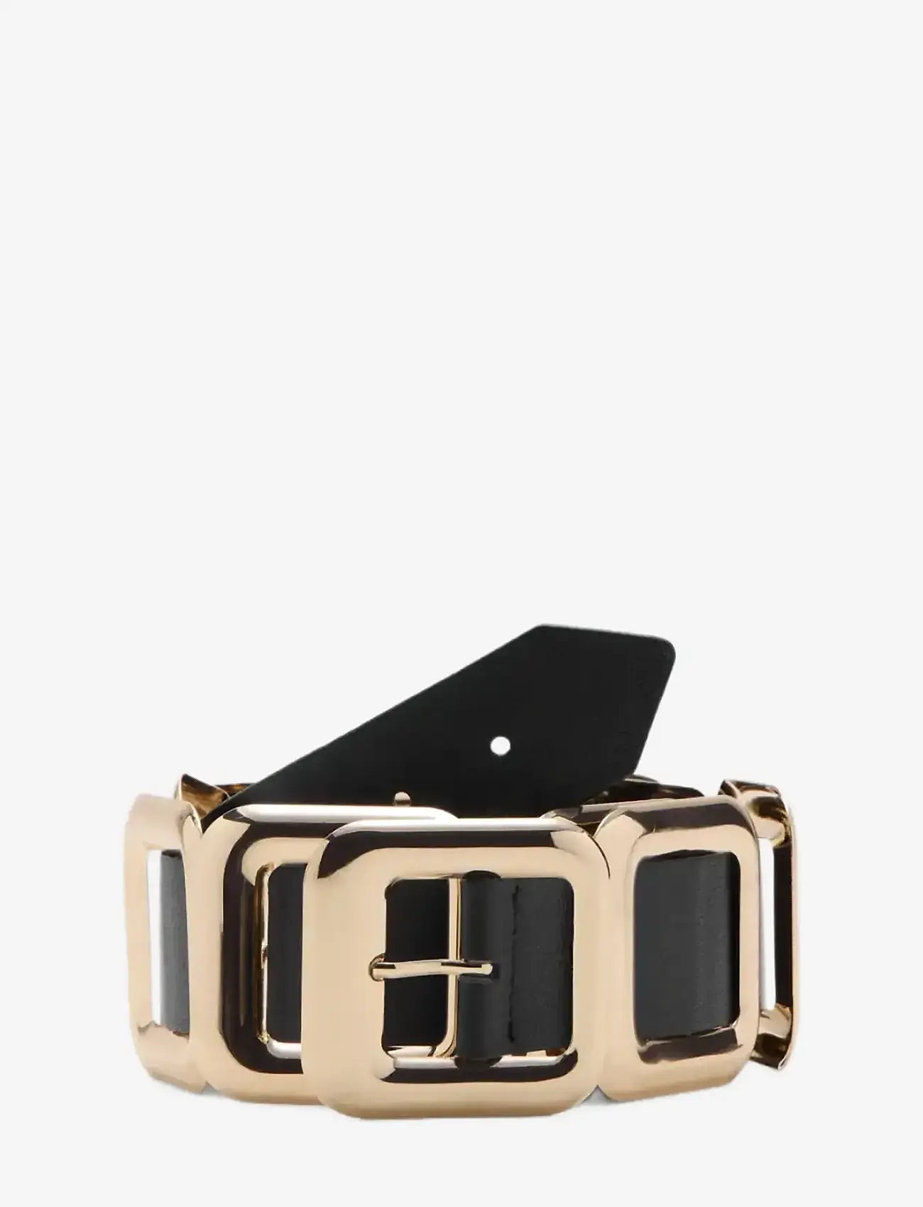 Mango - Leather belt with square design - læderbælter - black - 0