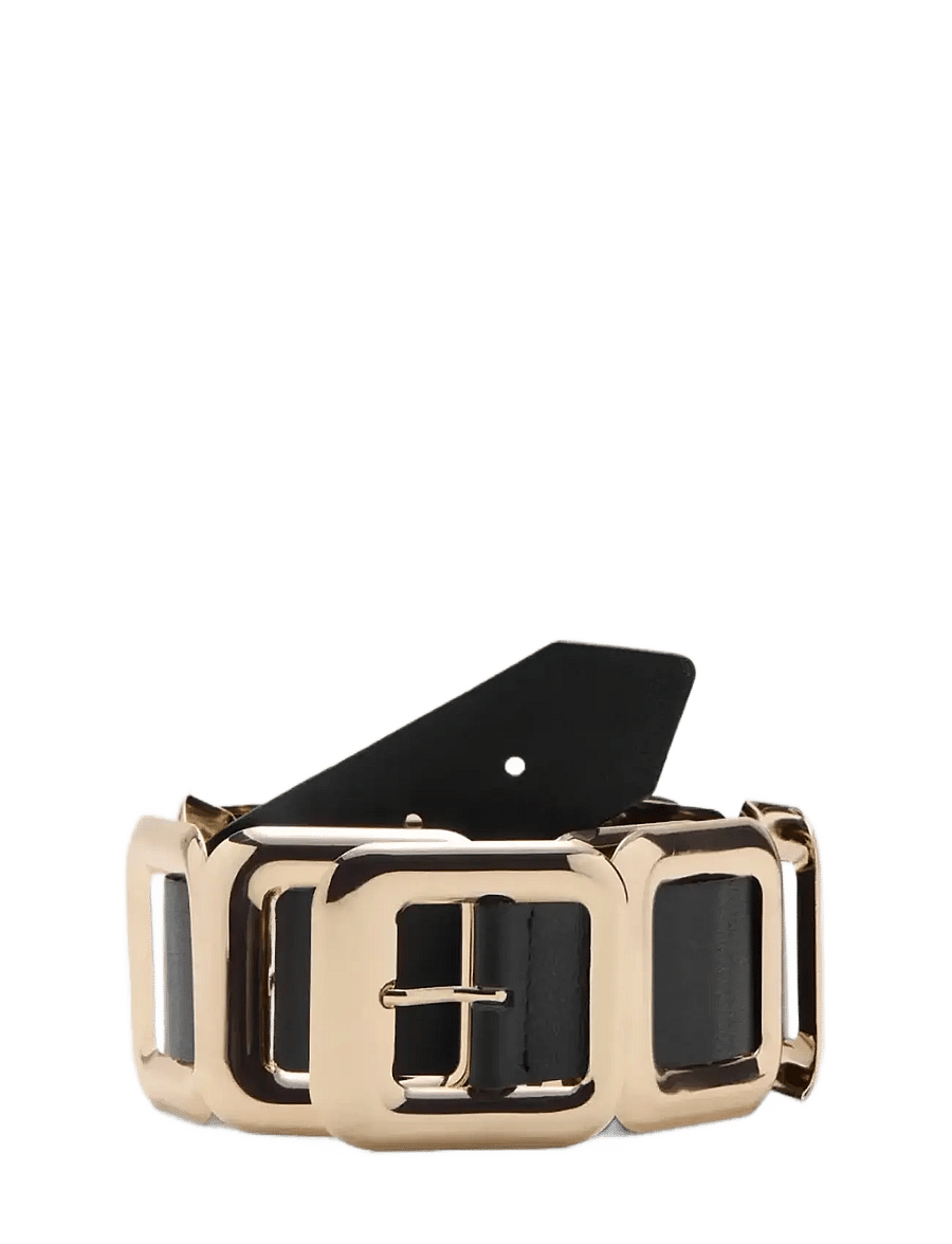 Mango - Leather belt with square design - læderbælter - black - 0