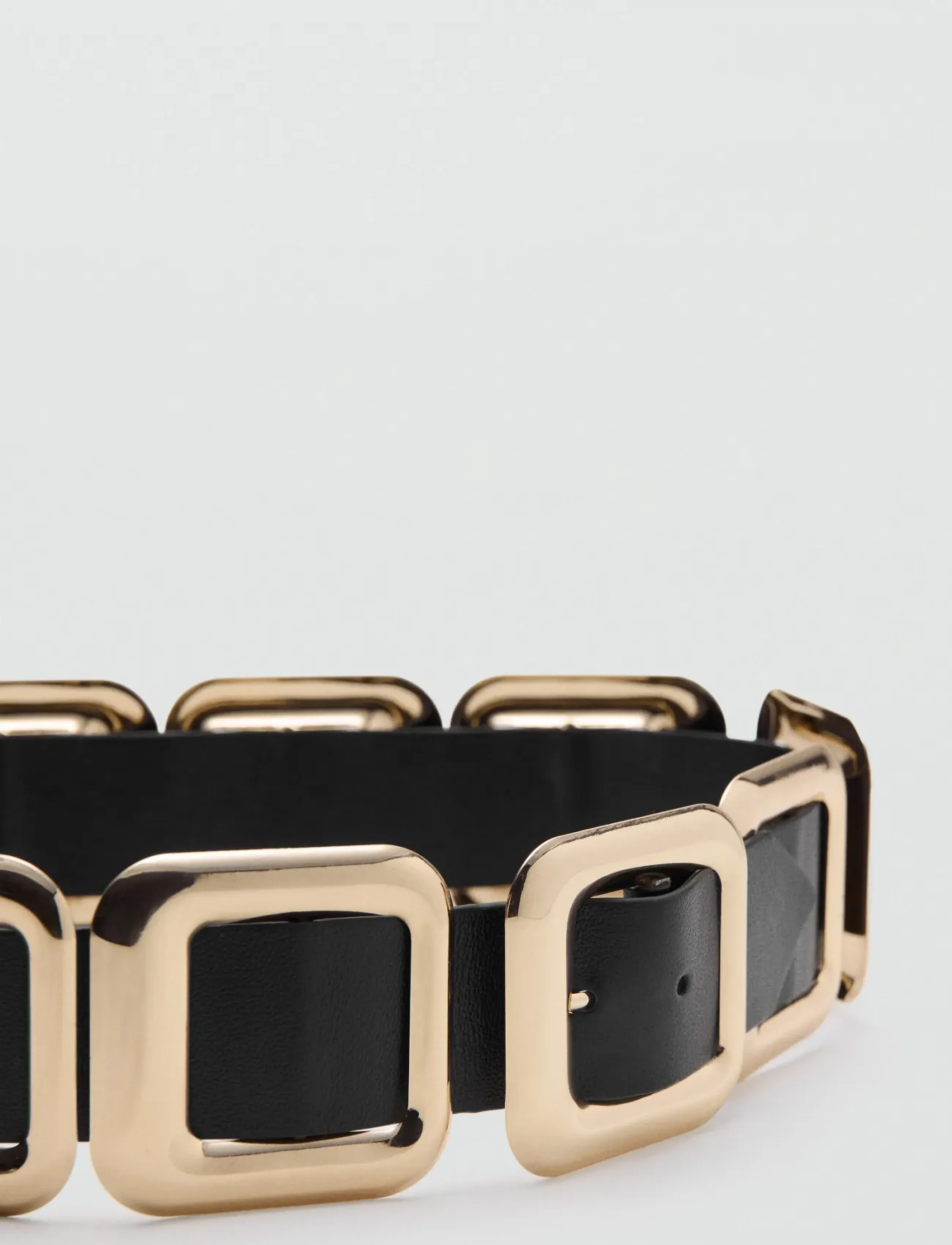 Mango - Leather belt with square design - læderbælter - black - 1