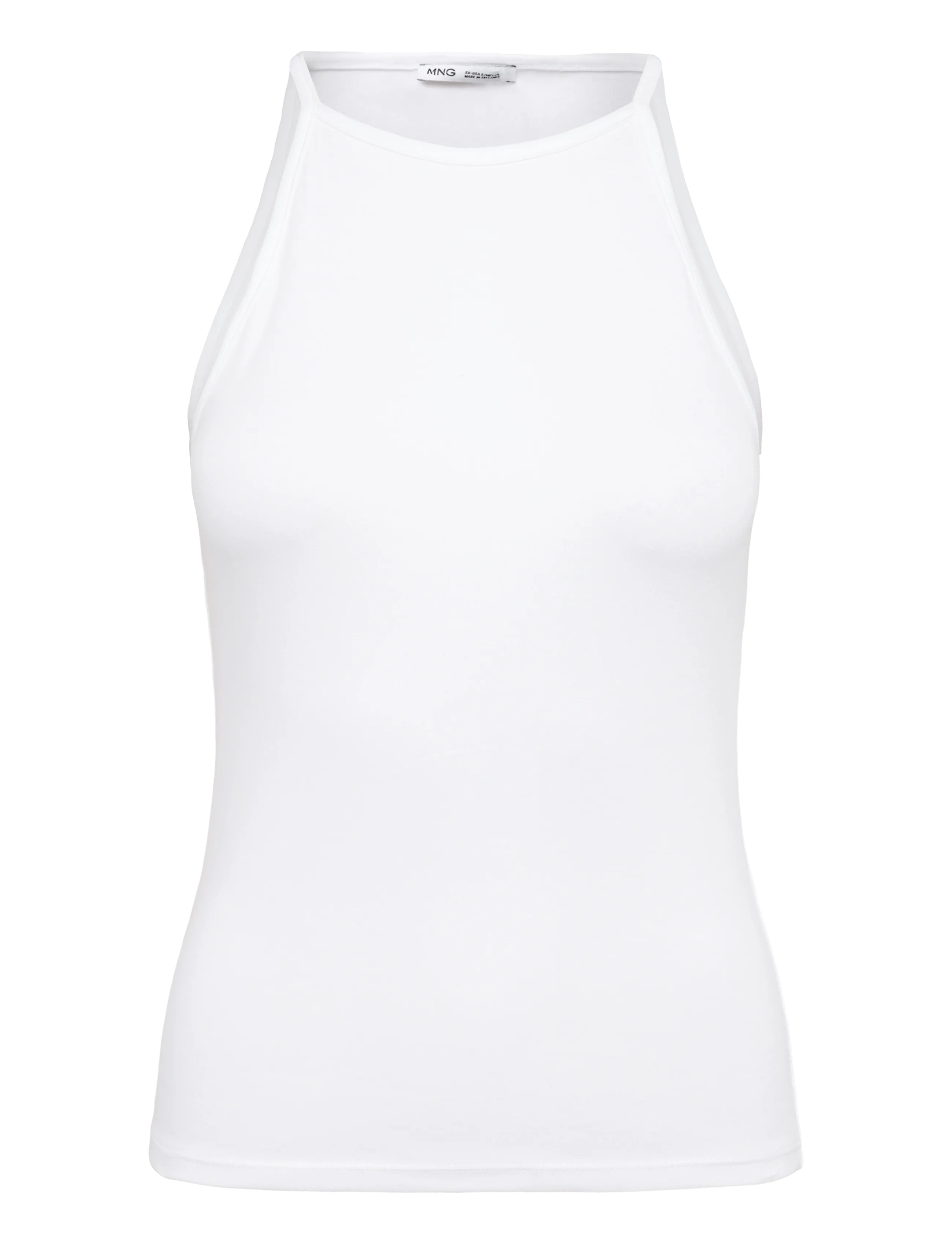MANGO Halter Baumwolle Oberteil Weiß - XL - Damen