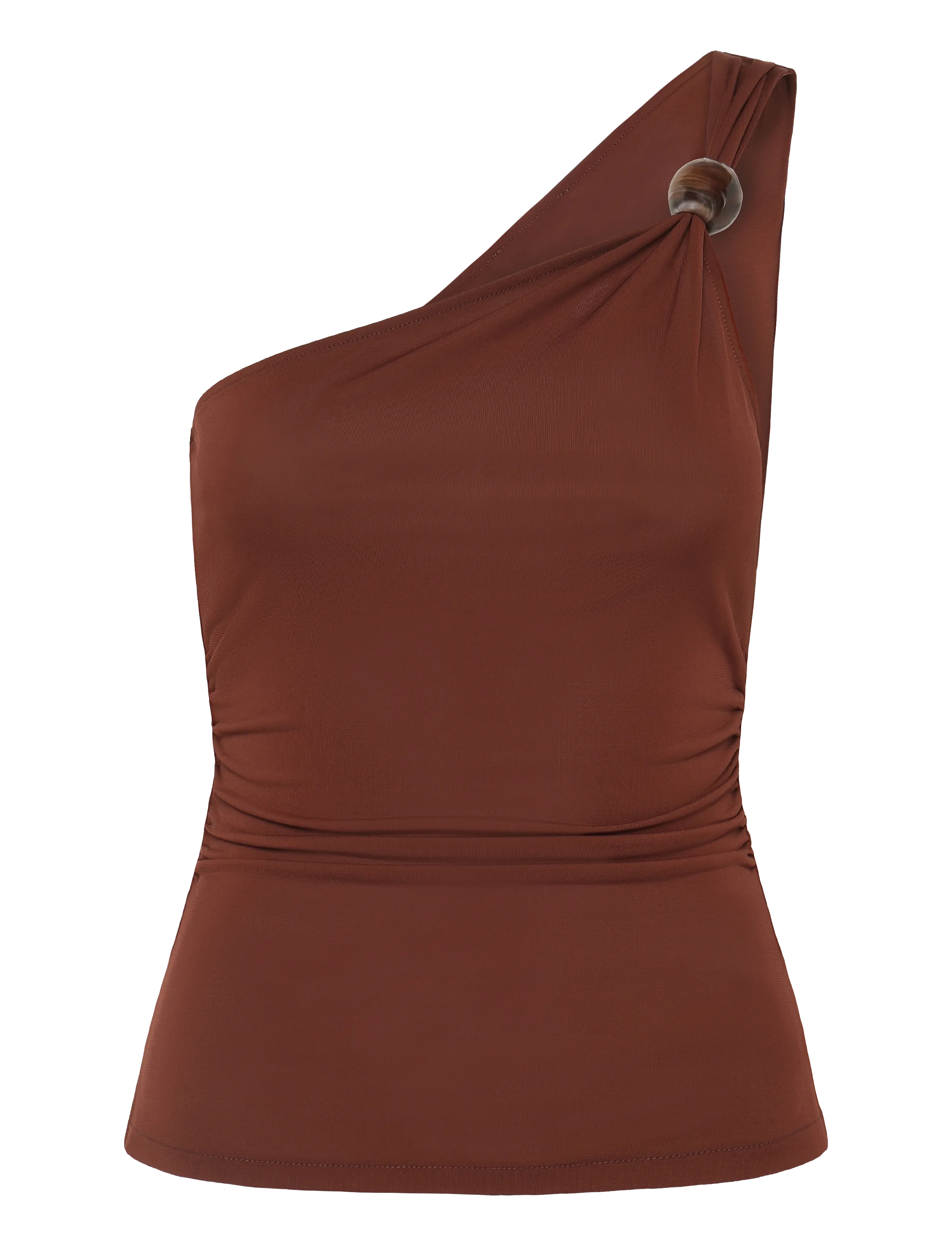 Mango Asymmetric top with bead detail - Mango - MEDIUM ORANGE / brown