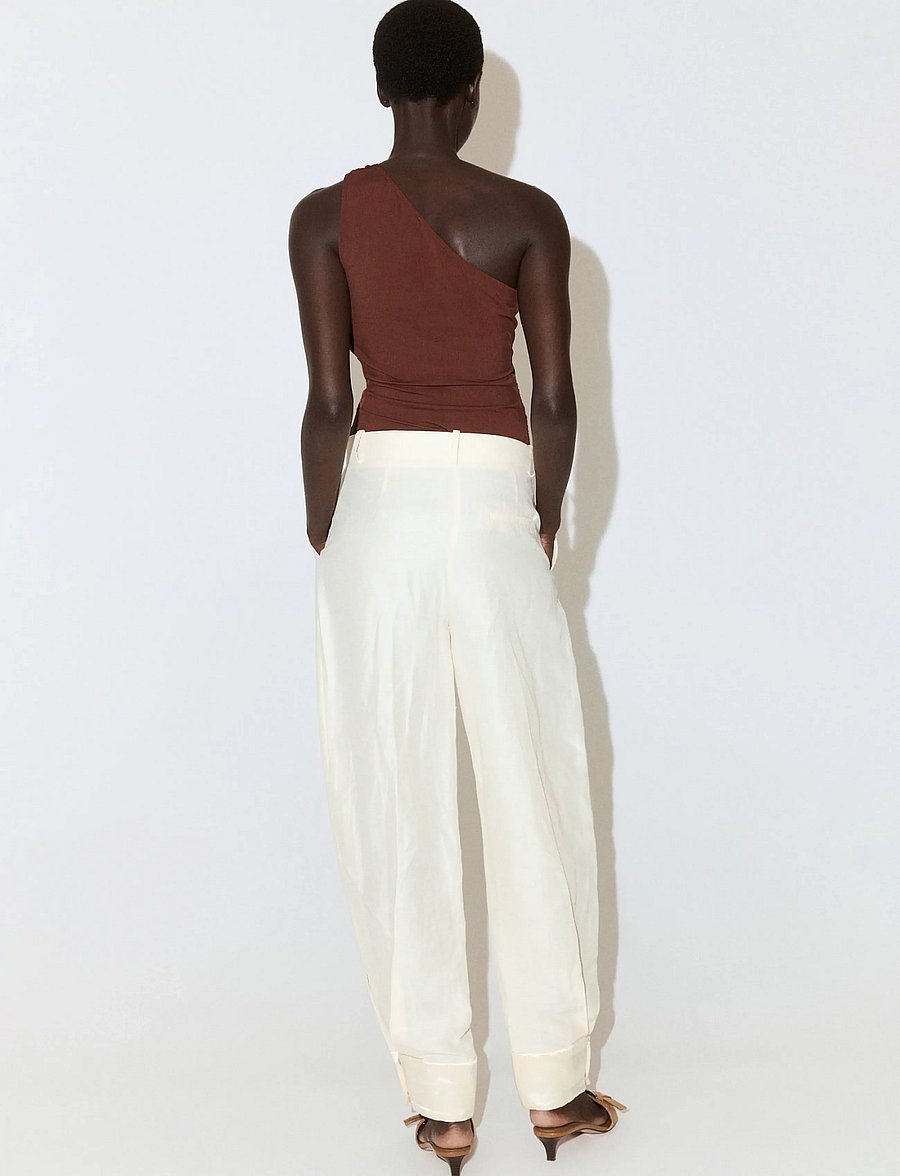 Mango - Asymmetric top with bead detail - linnen - medium orange - 3