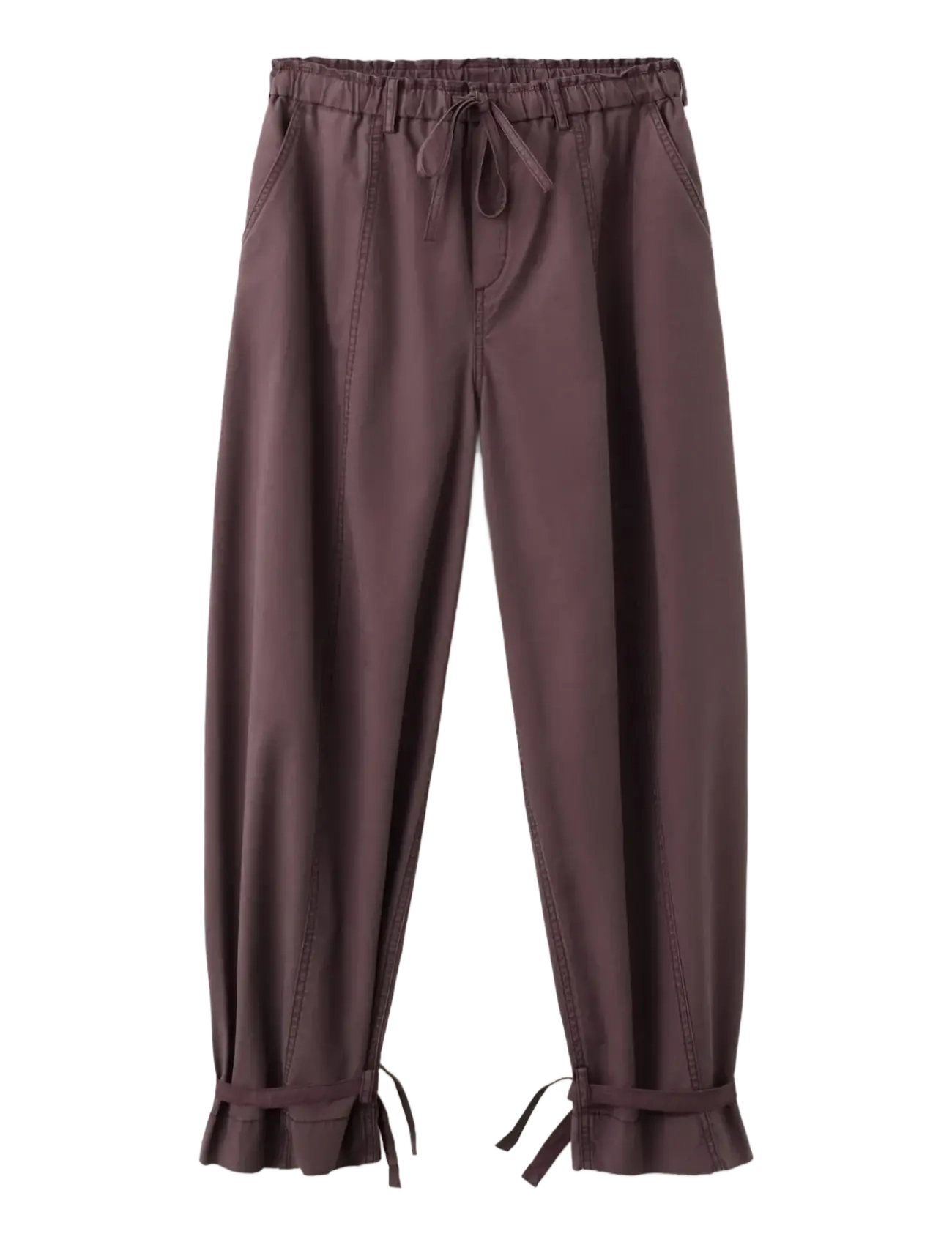 Mango Baggy Trousers With Ties, 34, Purple, Bukser > Joggers, Dame