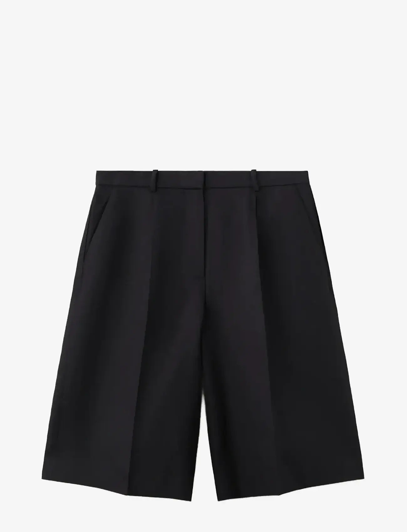 Mango - Straight linen Bermuda shorts - linneshorts - black - 1