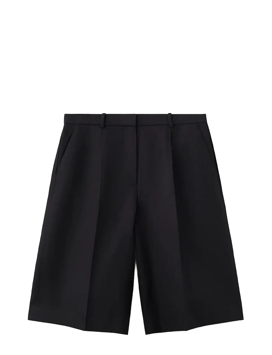 Mango - Straight linen Bermuda shorts - hørshorts - black - 1