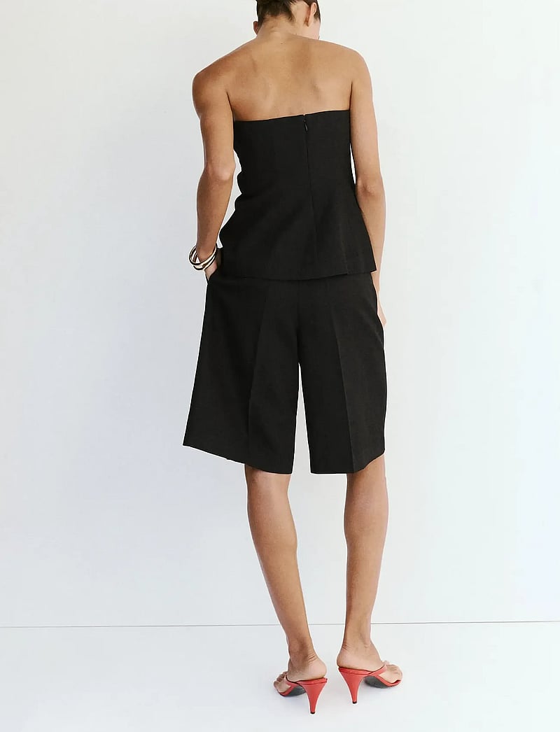 Mango - Straight linen Bermuda shorts - hørshorts - black - 2