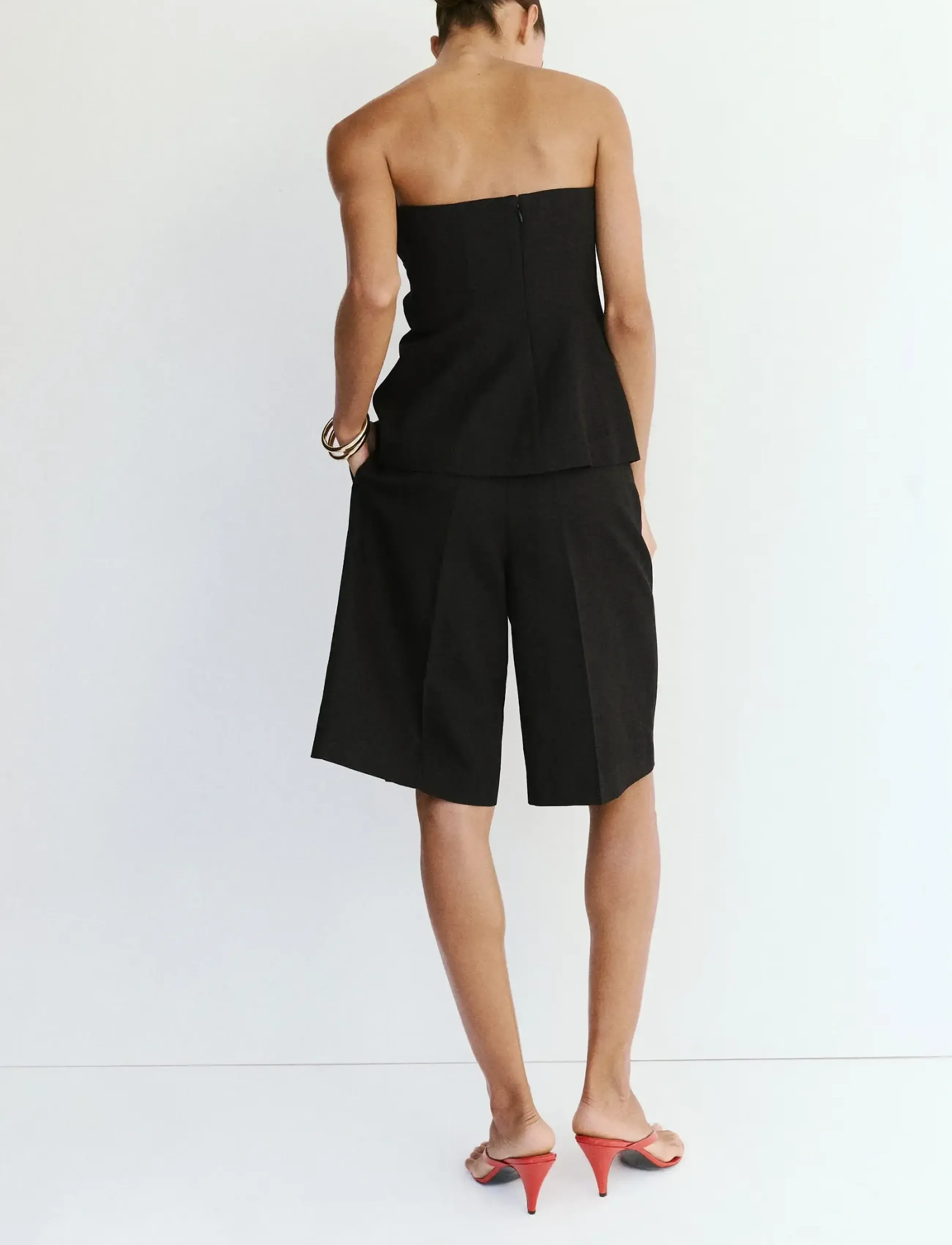 Mango - Straight linen Bermuda shorts - hørshorts - black - 2