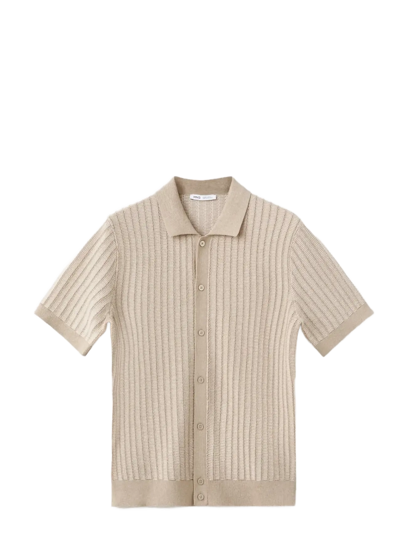 Mango Structured knit polo shirt 100% cotton - Tøj - LT PASTEL BROWN / beige