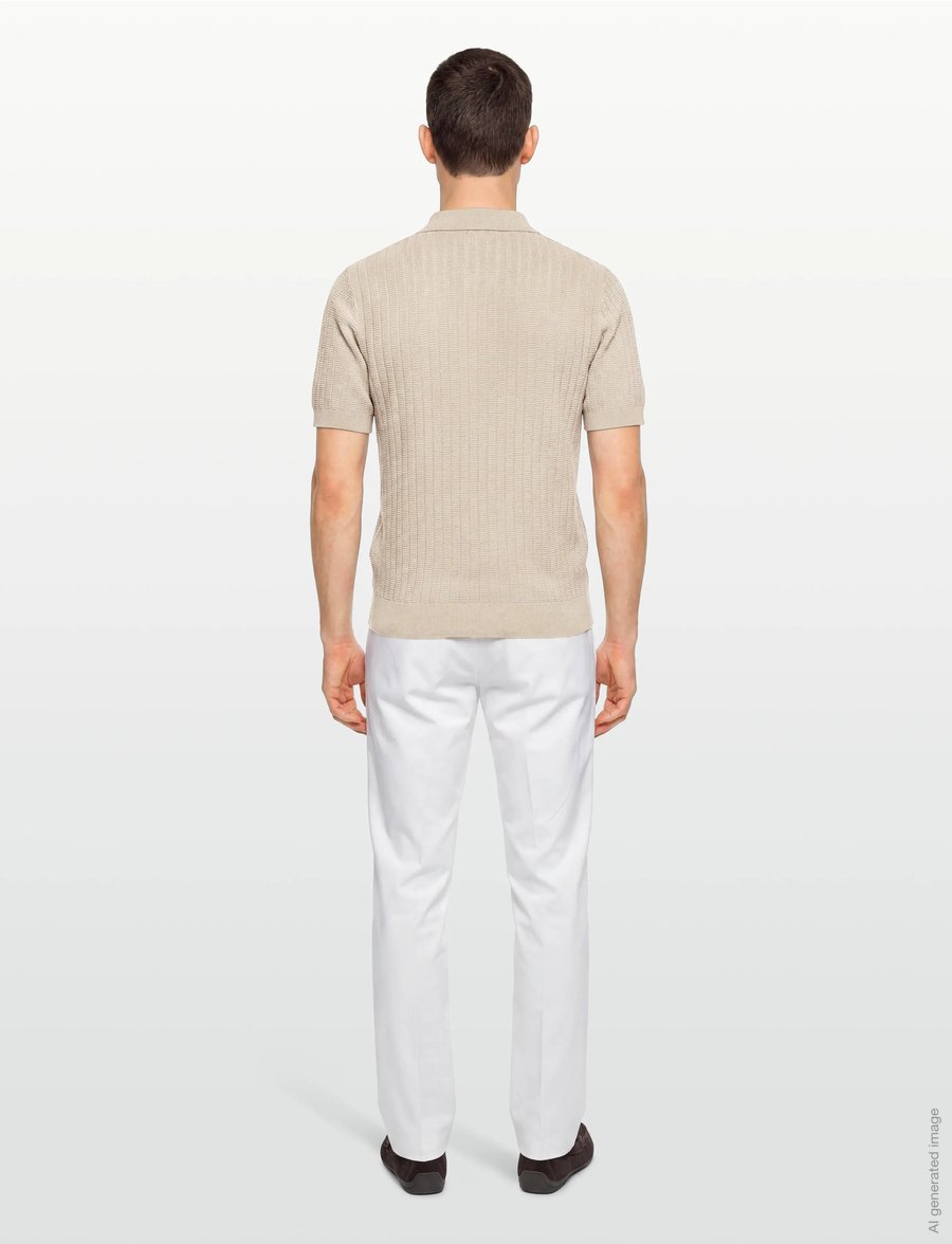 Mango - 100% cotton structured knit shirt - polostrik - lt pastel brown - 4