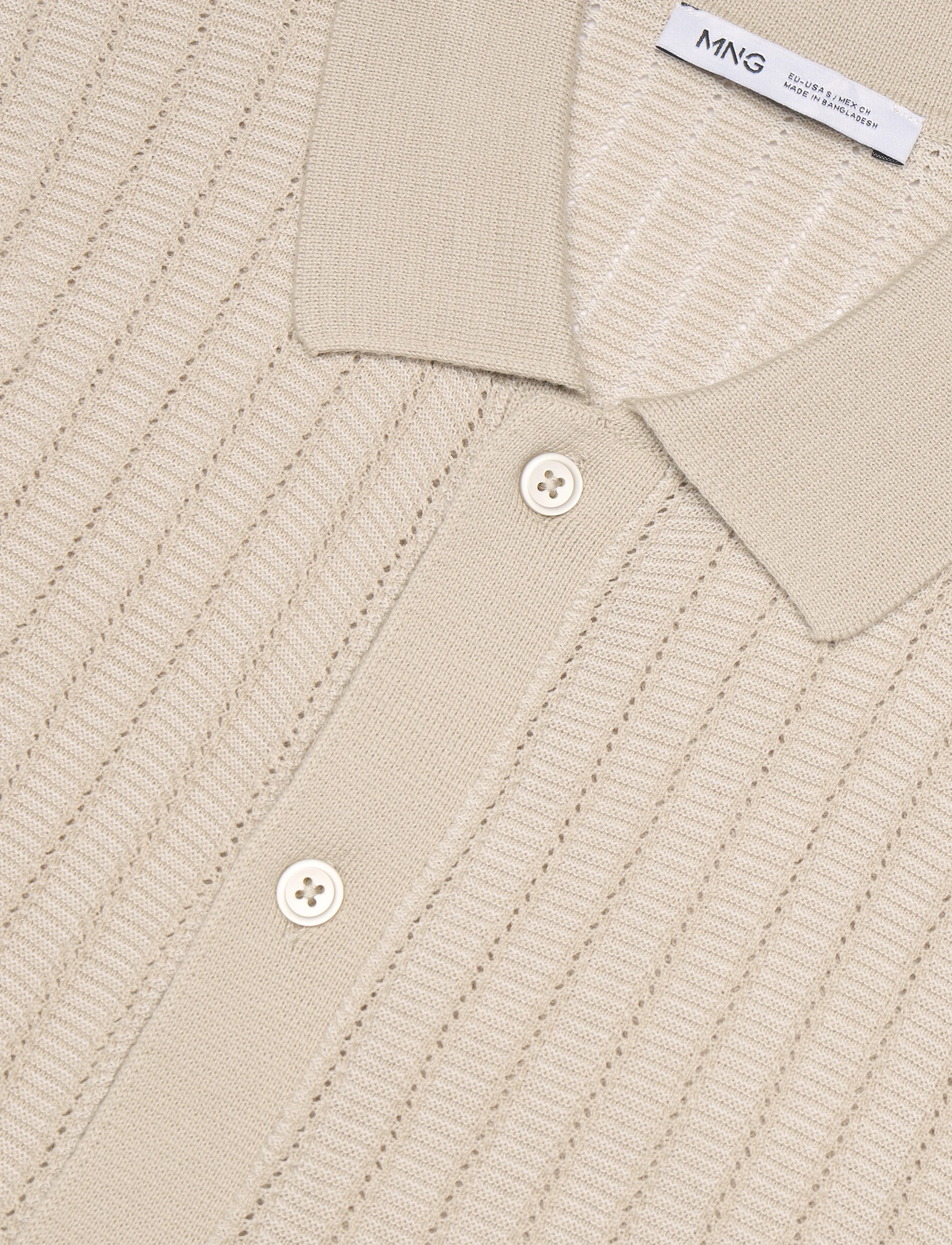 Mango - 100% cotton structured knit shirt - stickade pikéer - lt pastel brown - 2