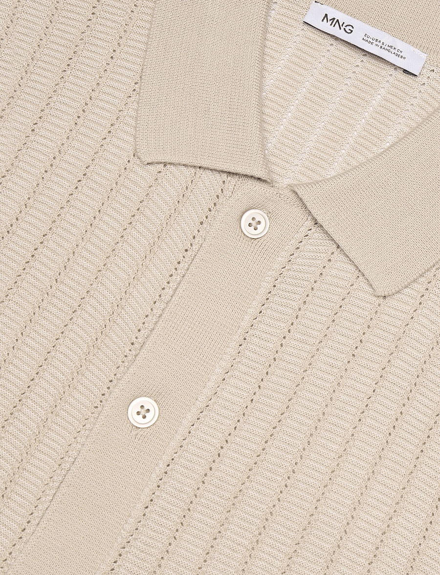 Mango - 100% cotton structured knit shirt - stickade pikéer - lt pastel brown - 2