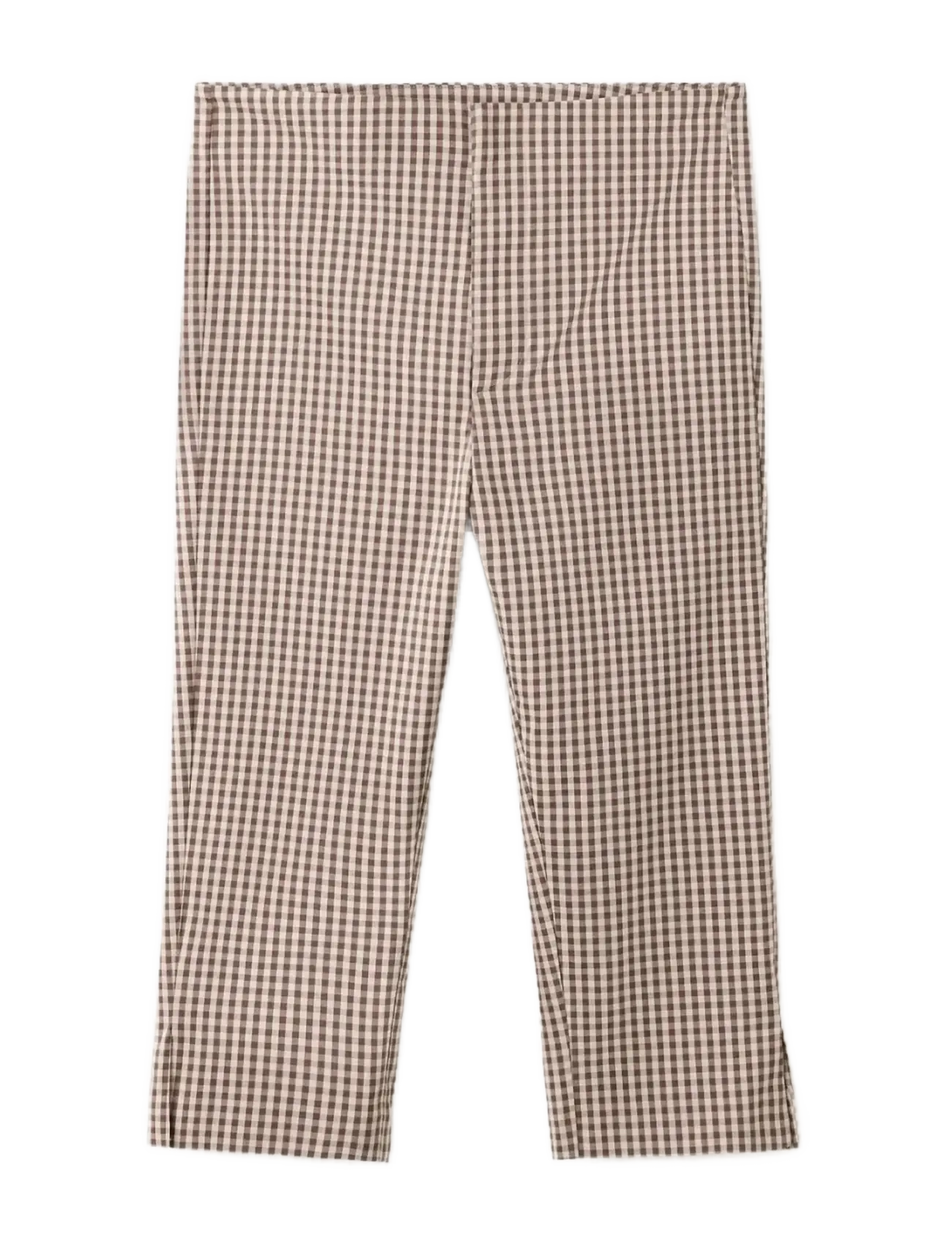 Mango - Gingham check capri trousers - capri bukser - brown - 1