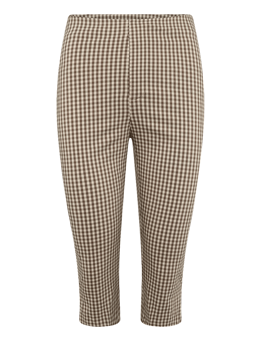 Mango - Gingham check capri trousers - capri bukser - brown - 1