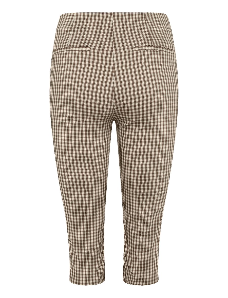 Mango - Gingham check capri trousers - capri bukser - brown - 2