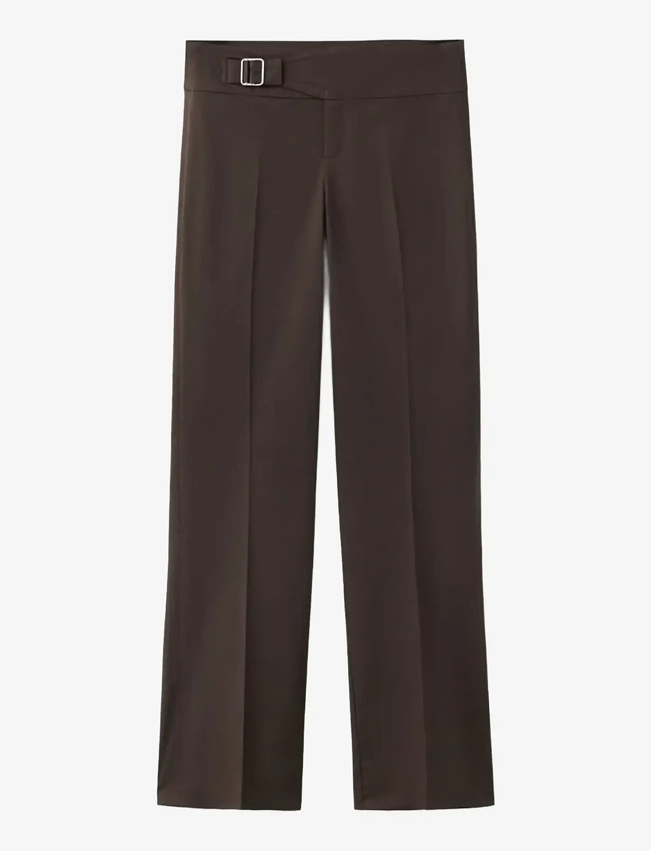 Mango - Belt straight-fit trousers - bukser med lige ben - dark brown - 0